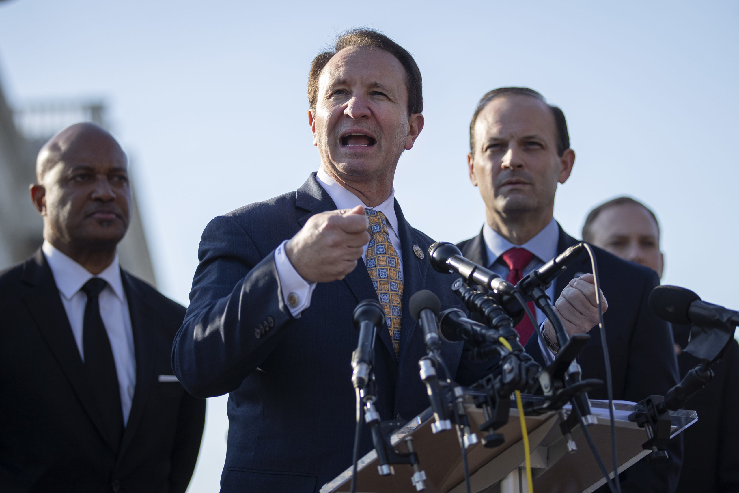 Louisiana Attorney General Jeff Landry and other attorneys general speak outside the U.S. Capitol on Jan. 22, 2020. (Drew Angerer/Getty Images)