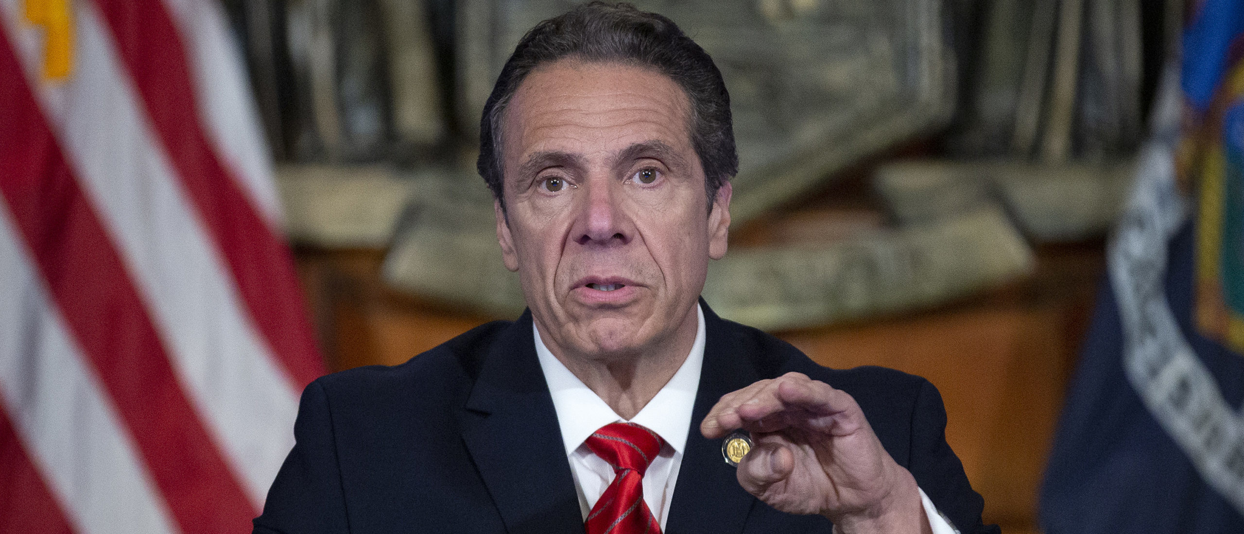 ALBANY, NY - MAY 01: New York State Governor Andrew Cuomo speaks during his daily press briefing on May 1, 2020 in Albany, New York. Cuomo stated that New York will eliminate deductibles for mental health services for frontline workers. (Photo by Stefani Reynolds/Getty Images)