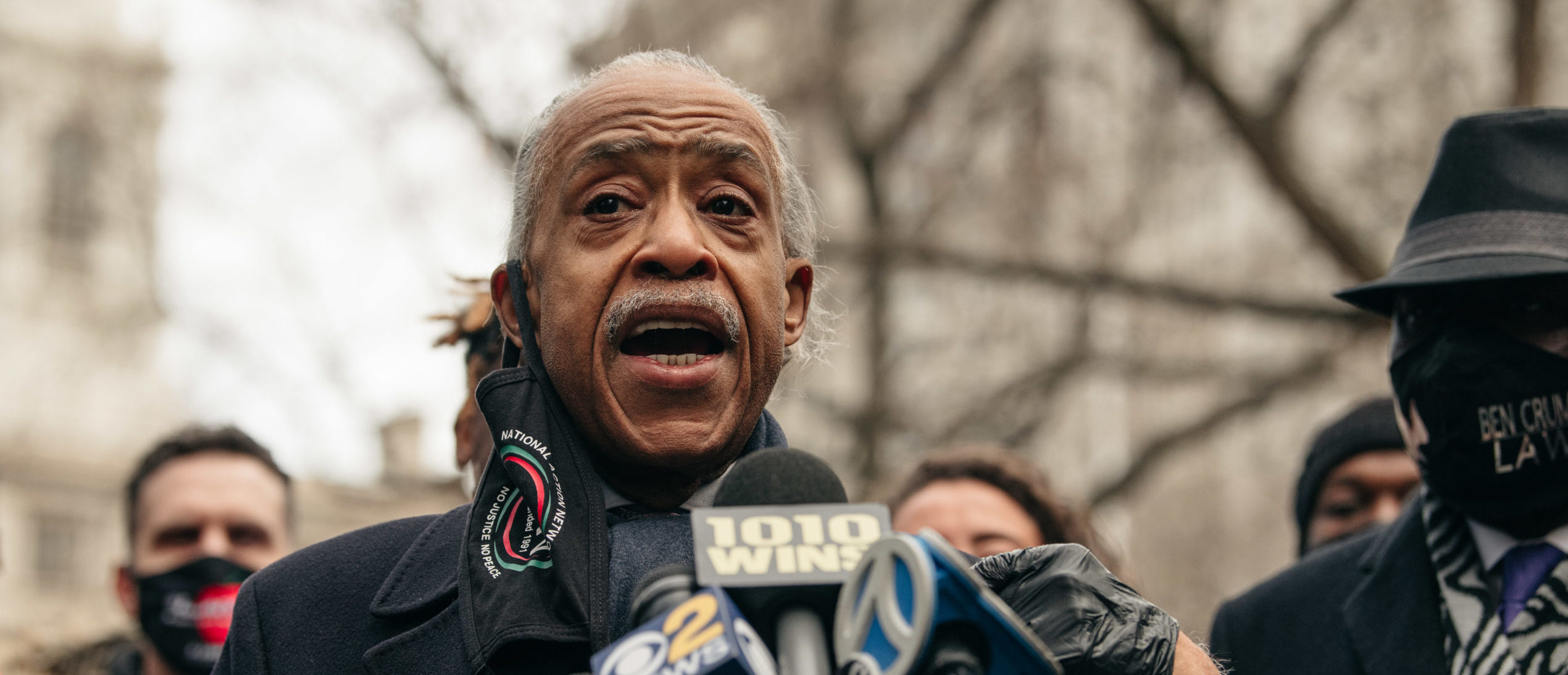 NEW YORK, NY - DECEMBER 30: Reverend Al Sharpton speaks at a press conference held by the family of Keyon Harrold Jr in lower Manhattan on December 30, 2020 in New York City. After Harrold Jr's father shared video footage of a white woman assaulting him and wrongfully accusing him of stealing her phone in a Manhattan hotel lobby, civil rights leaders have called for an end to persistent racial profiling and injustice. (Photo by Scott Heins/Getty Images)