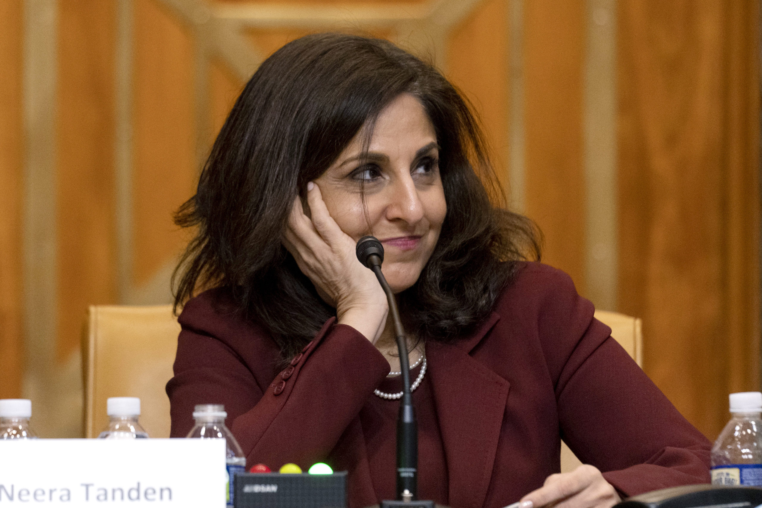 WASHINGTON, DC - FEBRUARY 10: Neera Tanden, President Joe Bidens nominee for Director of the Office of Management and Budget (OMB),appears before a Senate Committee on the Budget hearing on Capitol Hill on February 10, 2021 in Washington, DC. Tanden helped found the Center for American Progress, a policy research and advocacy organization and has held senior advisory positions in Democratic politics since the Clinton administration. (Photo by Andrew Harnik-Pool/Getty Images)