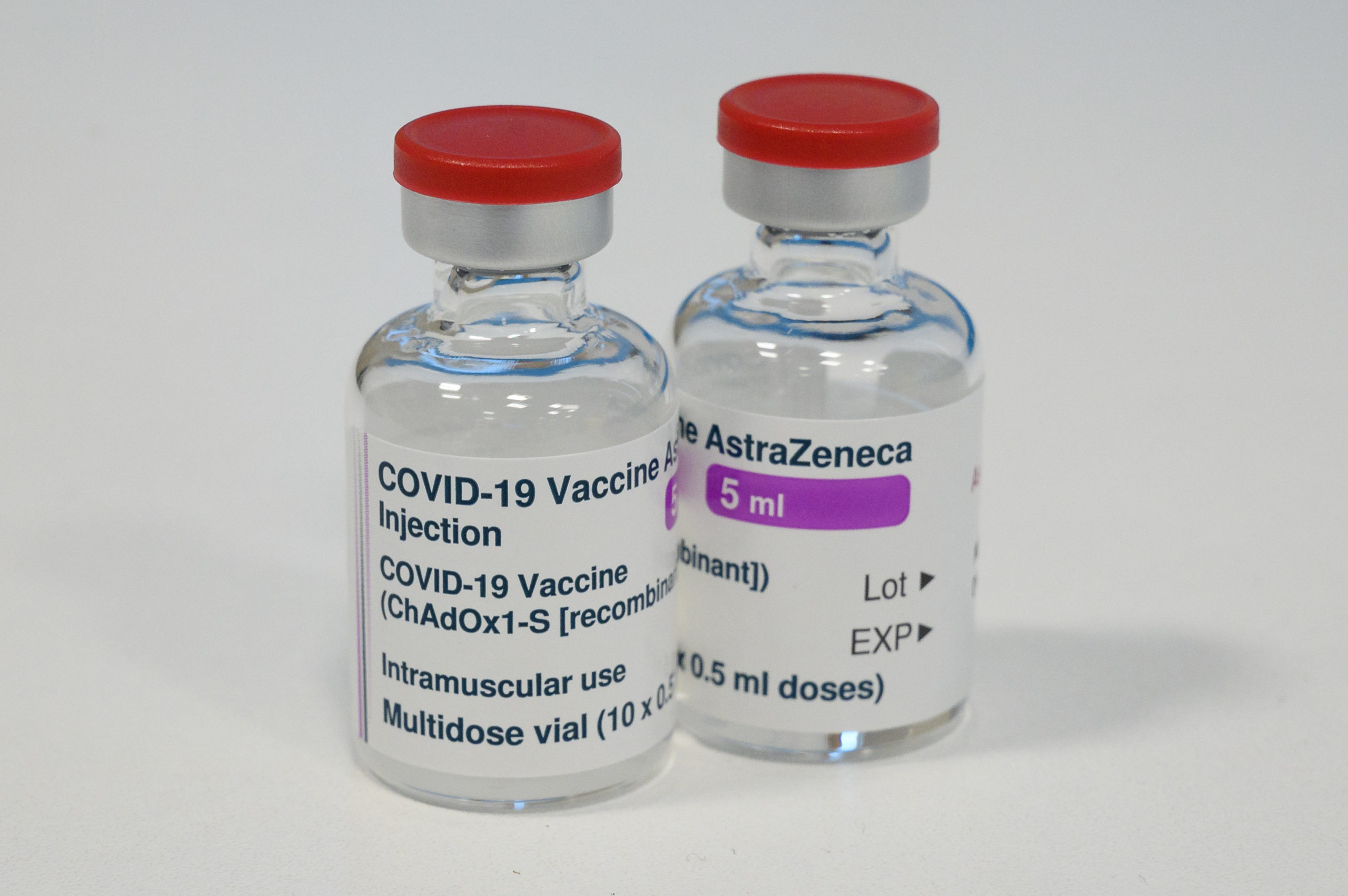 LONDON, ENGLAND - JANUARY 07: Vials of the AstraZeneca COVID-19 vaccine are seen at the Sir Ludwig Guttmann Building on January 07, 2021 in London, England. The UK aims to vaccinate all over-70s, front-line health workers, and the most clinically vulnerable by mid February, when its current lockdown rules will be reviewed. That would require around 13 million covid-19 vaccinations. As of Tuesday, the country had vaccinated more than 1.3 million people. (Photo by Leon Neal/Getty Images)