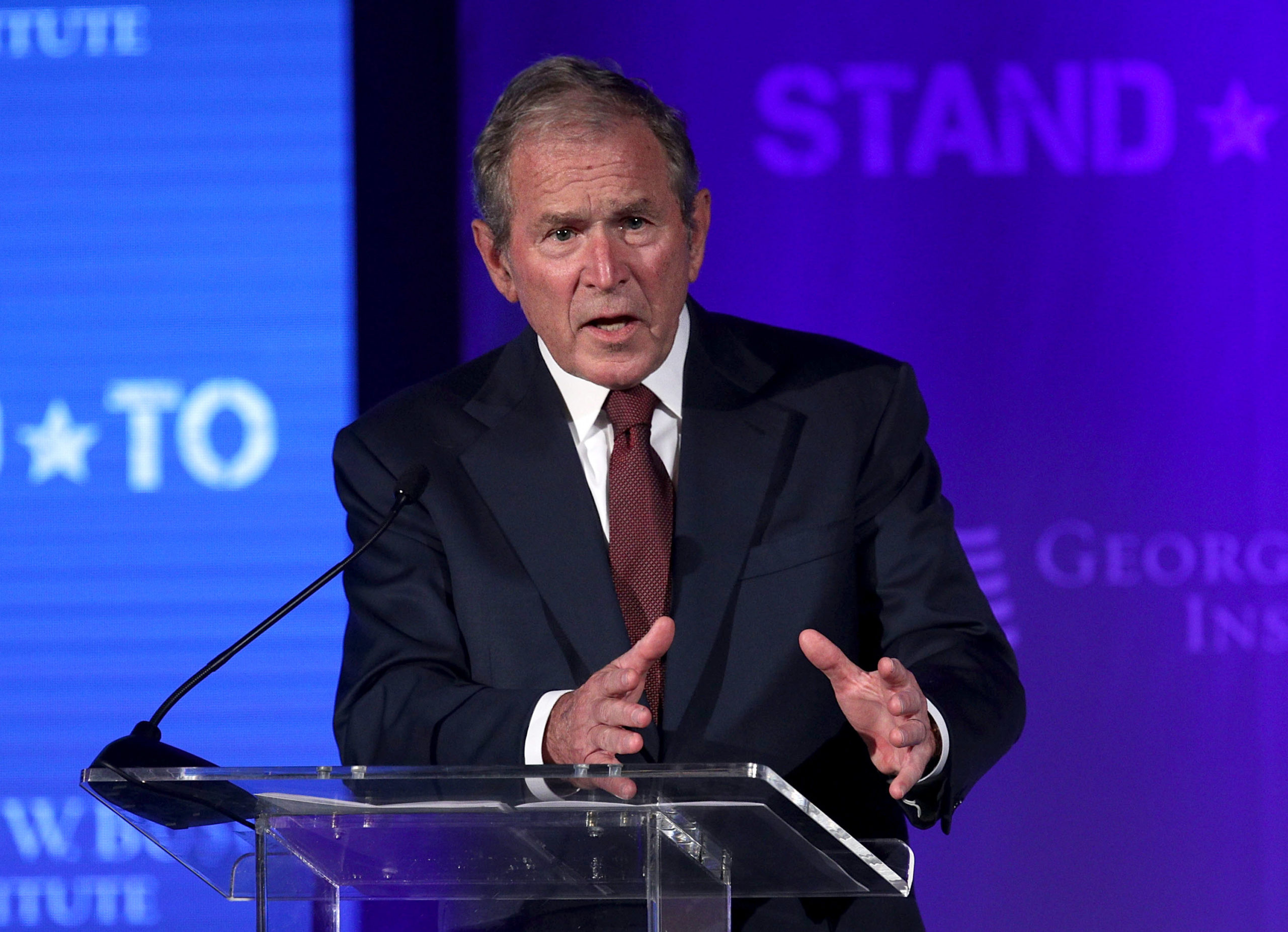 WASHINGTON, DC - JUNE 23: Former U.S. President George W. Bush speaks during a conference at the U.S. Chamber of Commerce June 23, 2017 in Washington, DC. The George W. Bush Institute hosted a conference to address veteran issues. (Photo by Alex Wong/Getty Images)