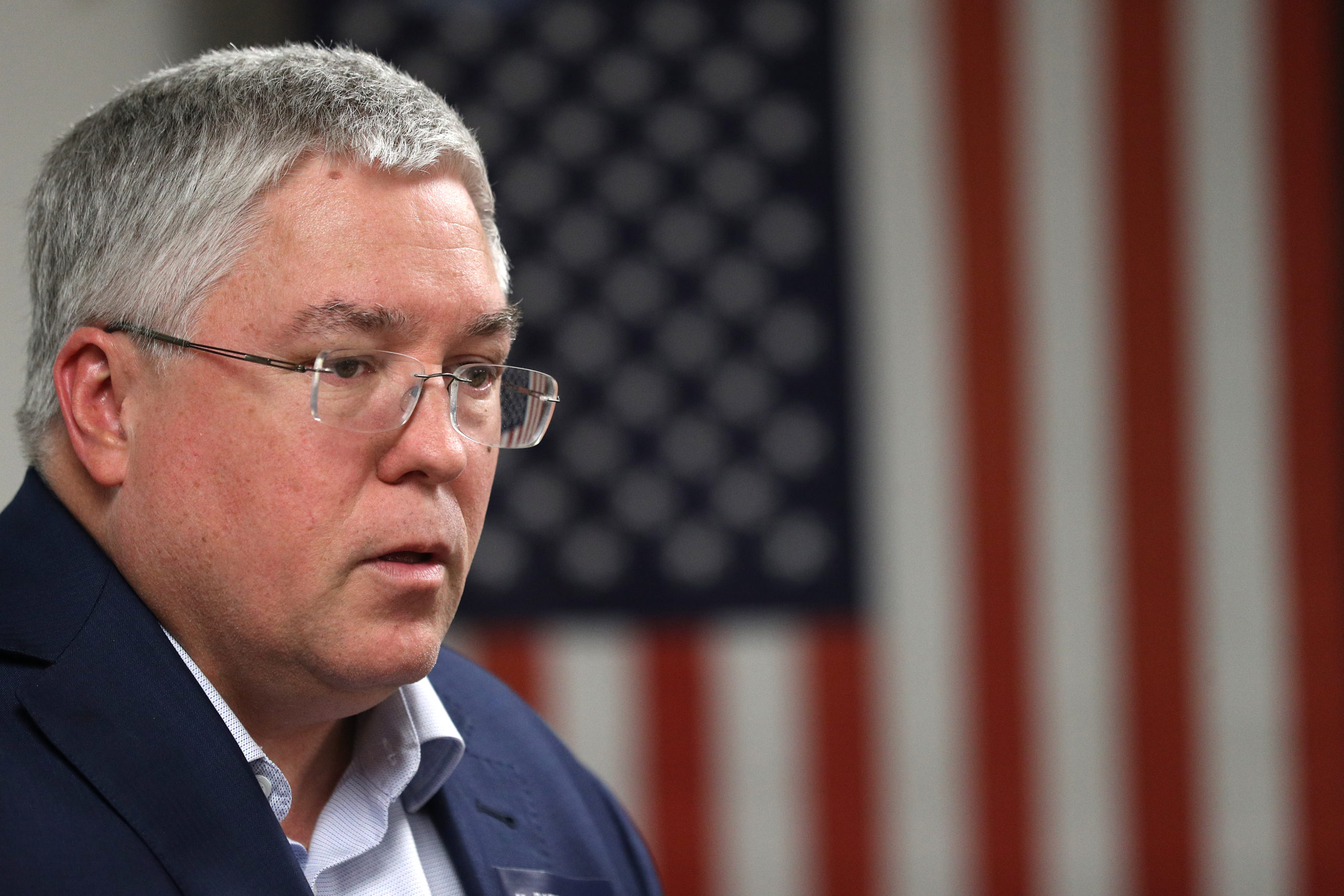 West Virginia Attorney General Patrick Morrisey pictured in Fairmount, West Virginia in 2018. (Patrick Smith/Getty Images)