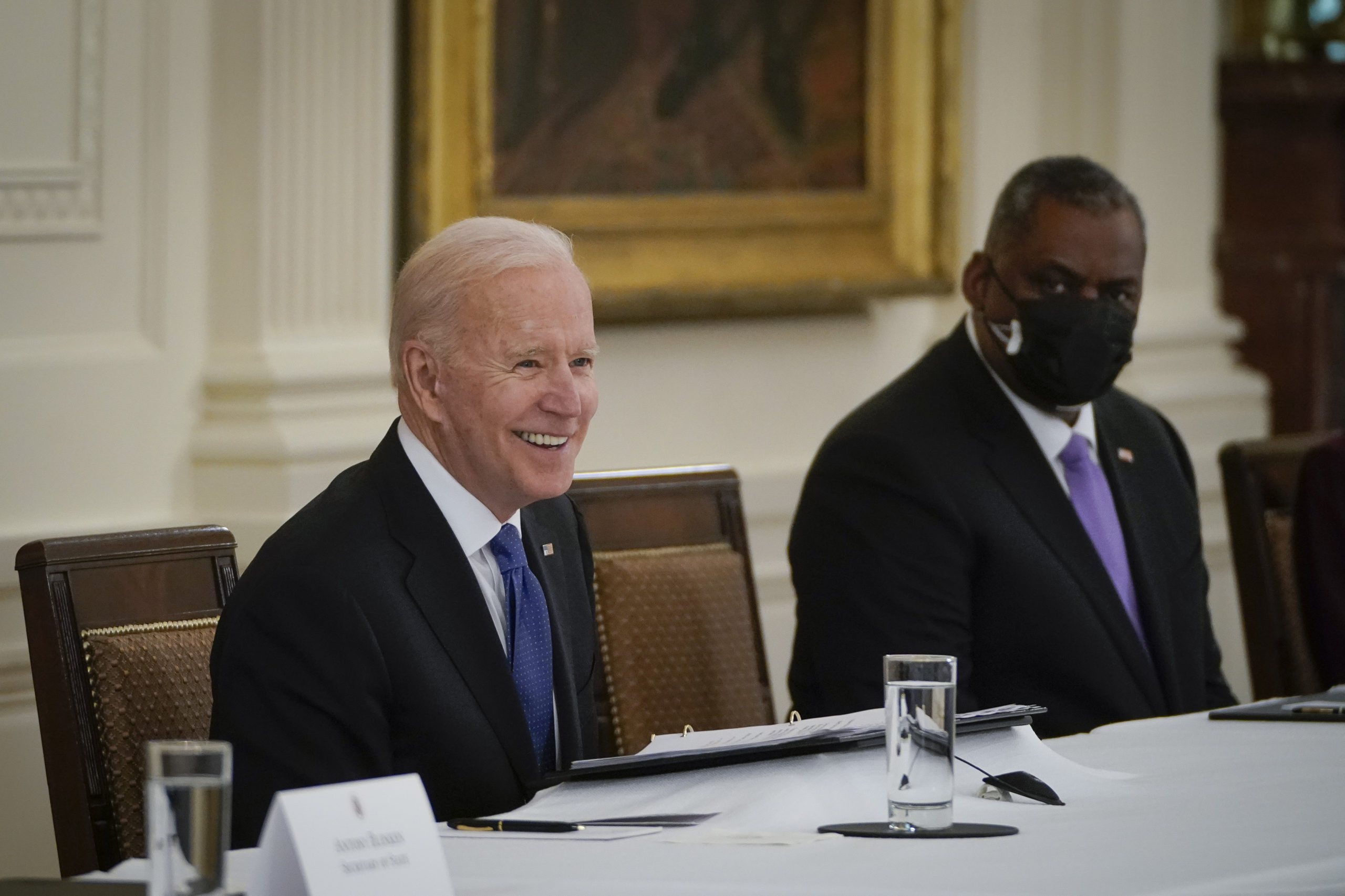 President Joe Biden speaks to reporters at the start of a cabinet meeting on April 1. (Drew Angerer/Getty Images)