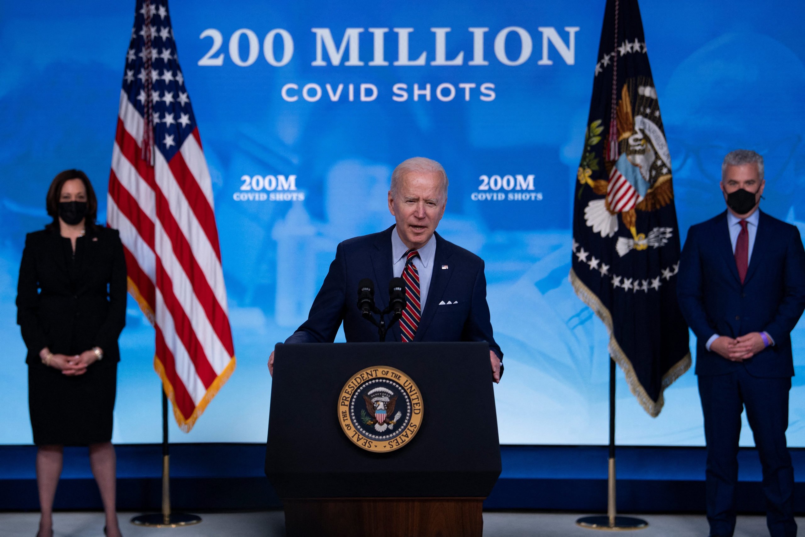 President Joe Biden speaks about the ongoing U.S. coronavirus response and the state of vaccinations on Wednesday. (Brendan Smialowski/AFP via Getty Images)