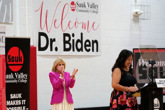 First Lady Jill Biden in Dixon, Illinois (Photo by SUSAN WALSH/POOL/AFP via Getty Images)