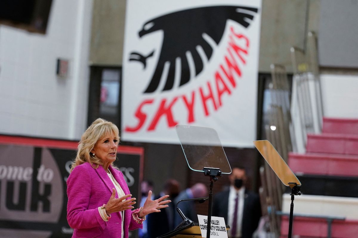 First Lady Jill Biden in Dixon, Illinois (Photo by SUSAN WALSH/POOL/AFP via Getty Images)