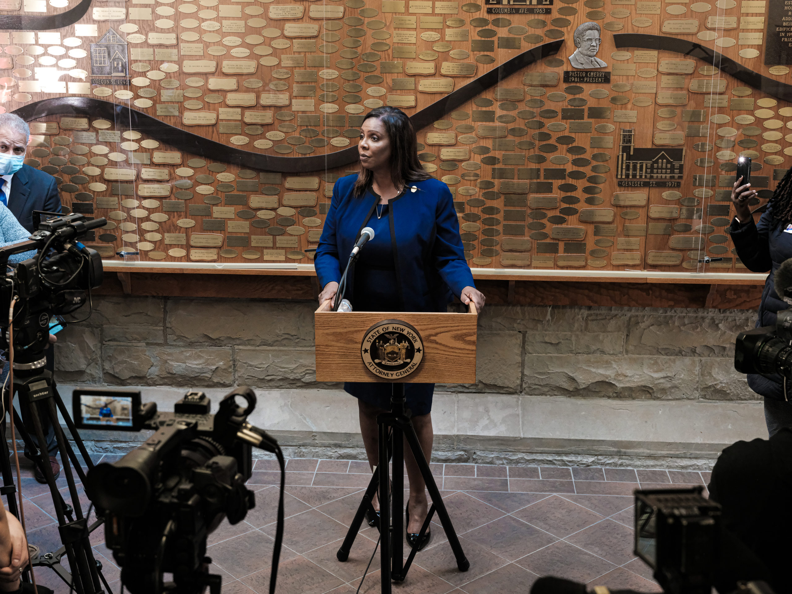 New York State Attorney General Letitia James speaks at a news conference about the ongoing investigation into the death of Daniel Prude on September 20, 2020 in Rochester, New York. (Joshua Rashaad McFadden/Getty Images)