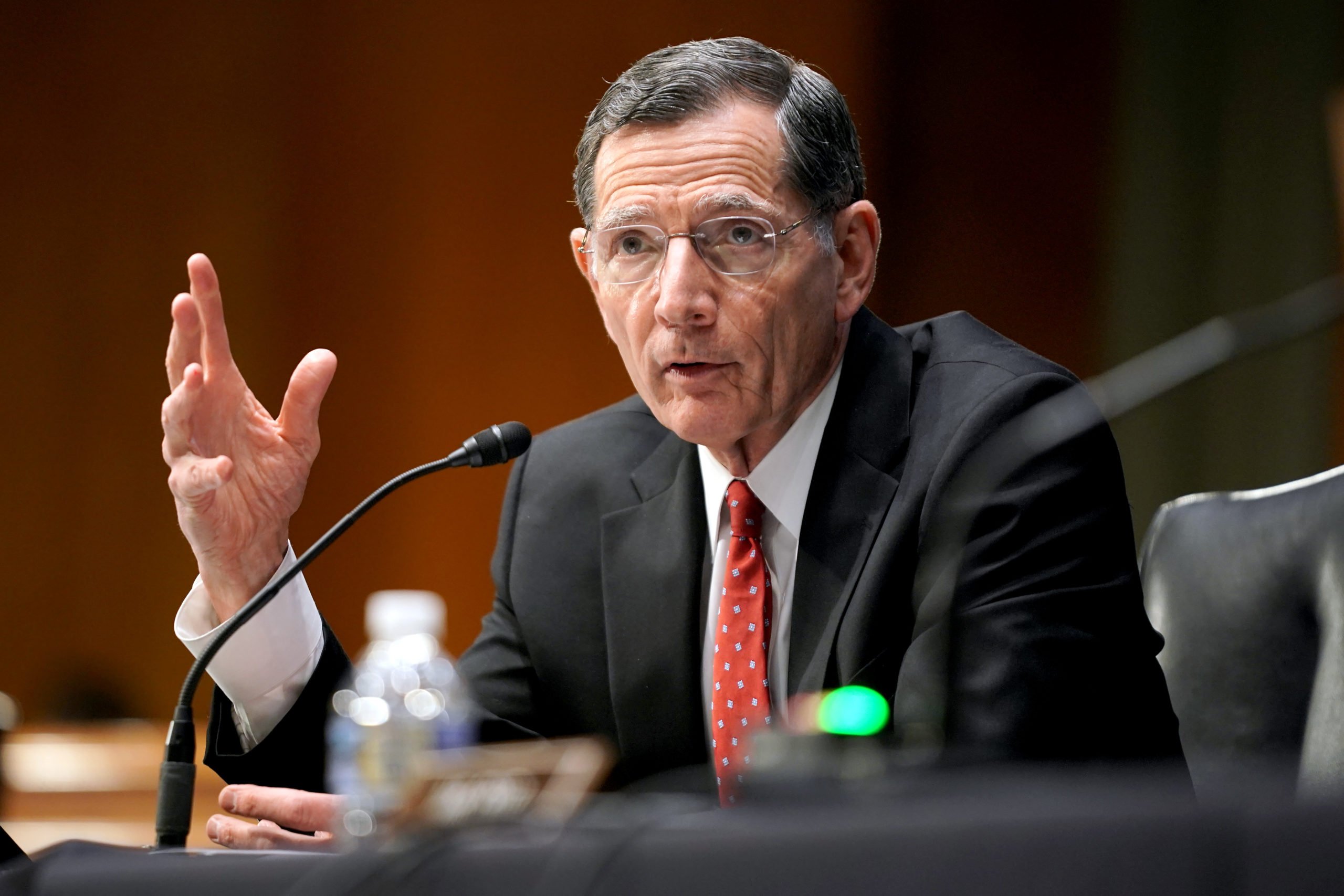 Sen. John Barrasso speaks during a confirmation hearing on March 23. (Greg Nash/Pool/Getty Images)