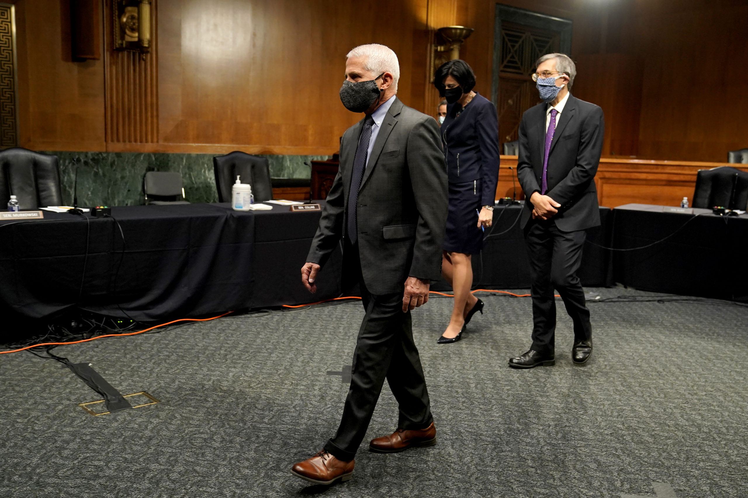 Anthony Fauci, director of the National Institute of Allergy and Infectious Diseases, arrives for a Senate hearing on May 11. (Greg Nash/Pool/Getty Images)