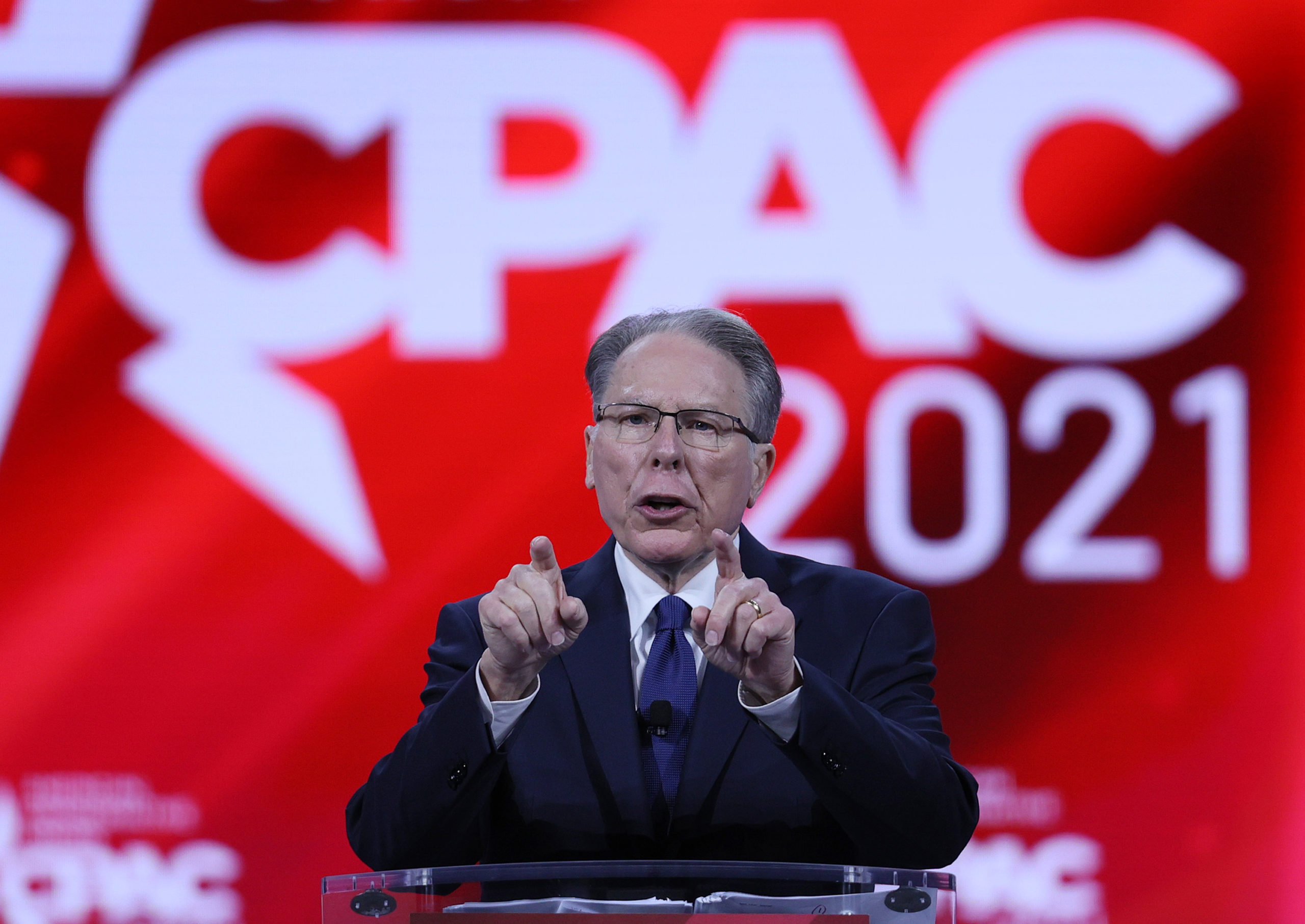 NRA CEO Wayne LaPierre addresses the Conservative Political Action Conference on Feb. 28 in Orlando, Florida. (Joe Raedle/Getty Images)
