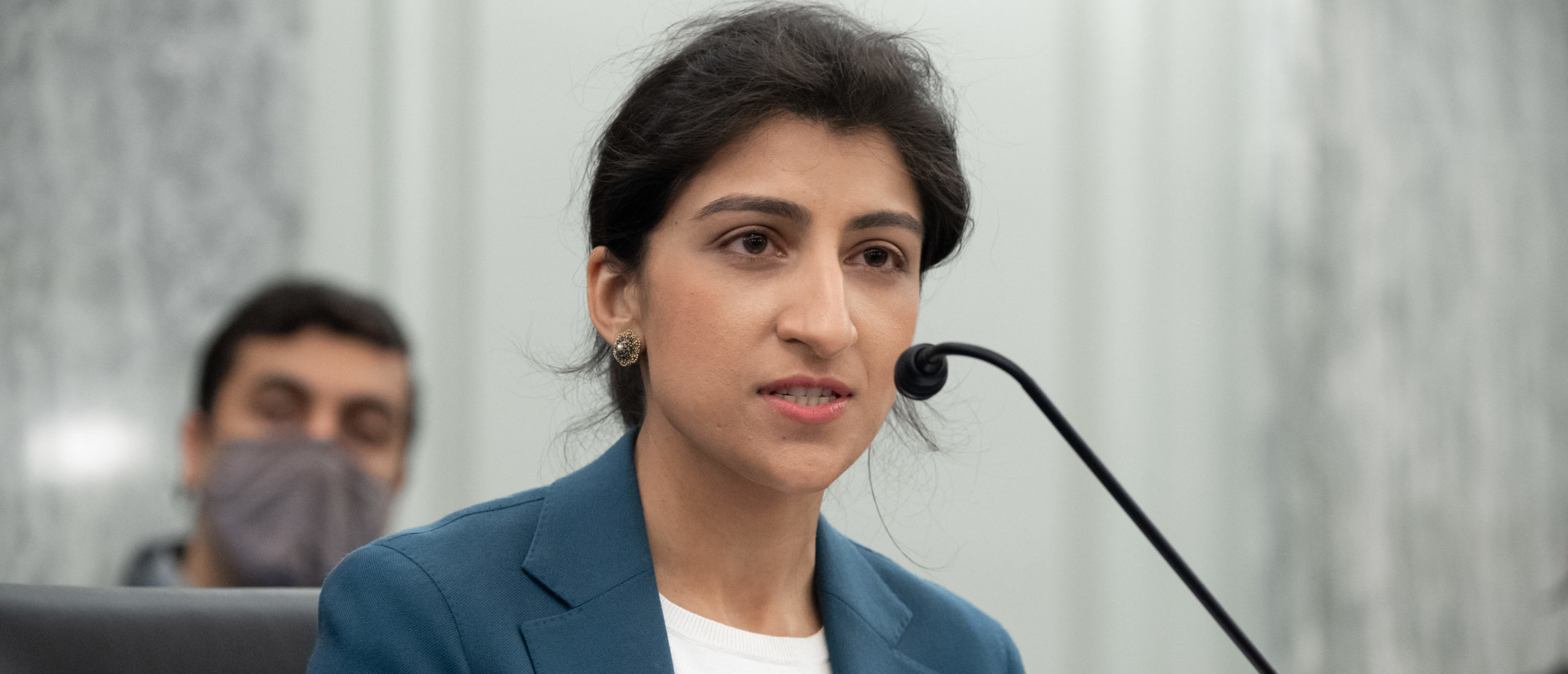 Lina Khan speaks during her confirmation hearing in April. (Saul Loeb-Pool/Getty Images)