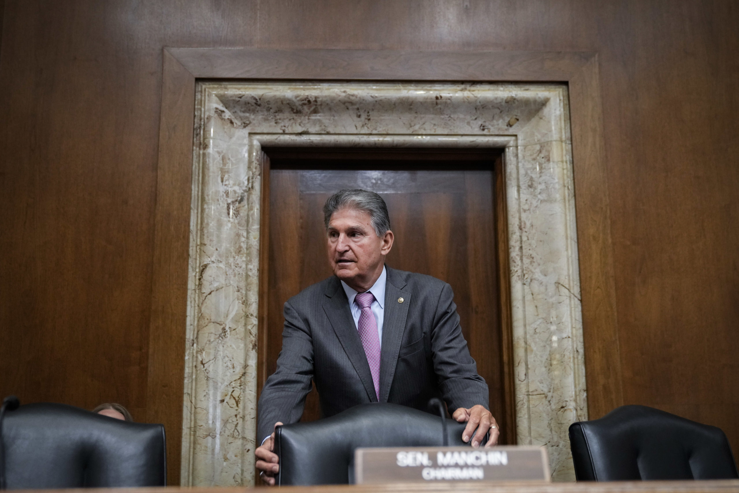 Sen. Joe Manchin chairs a hearing June 15. (Drew Angerer/Getty Images)