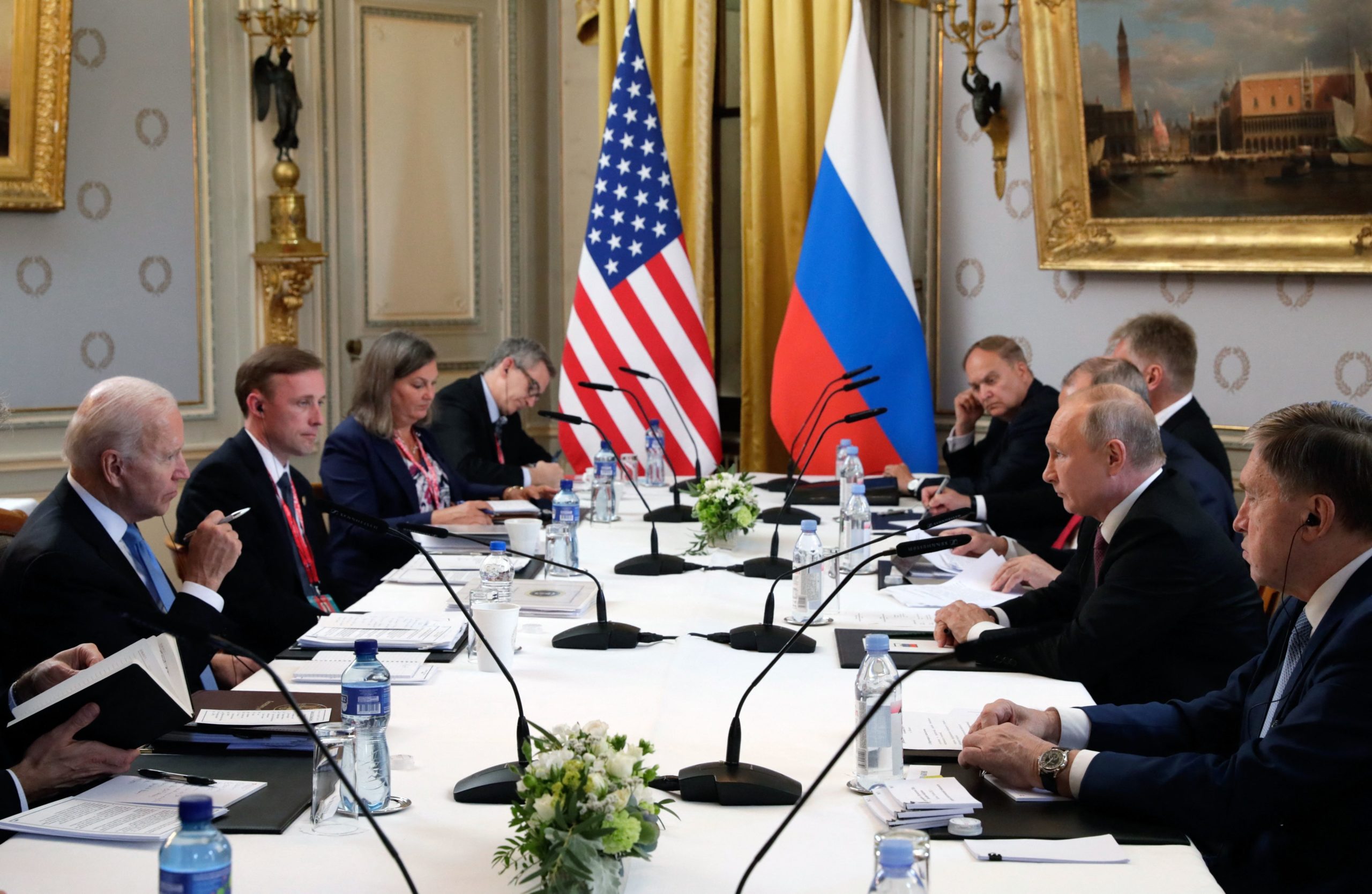 President Joe Biden meets with Russian President Vladimir Putin in Geneva, Switzerland on Wednesday. (Mikhail Metzel/Sputnik/AFP via Getty Images)