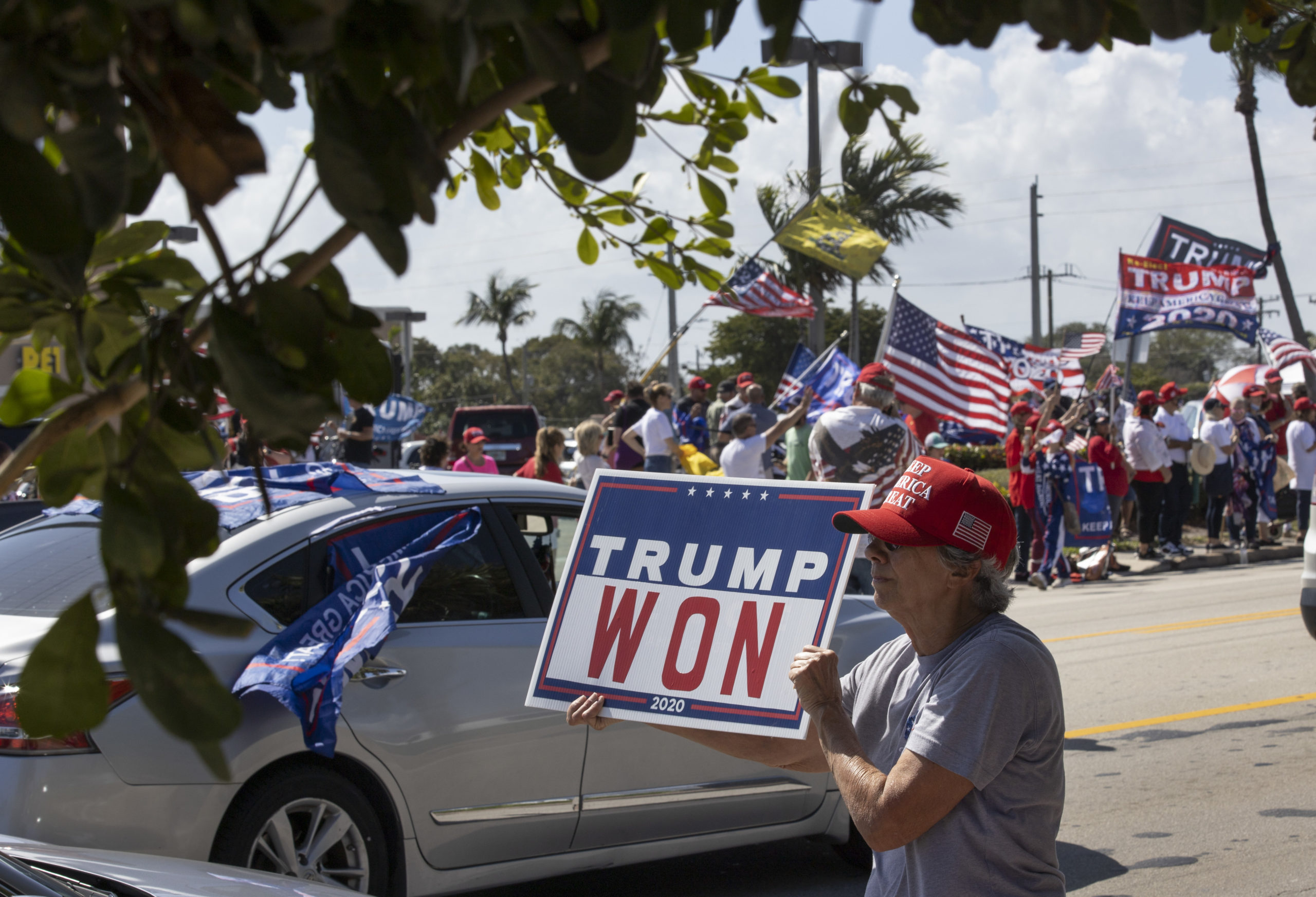 Pro Trump Rally Held Near Trump's Mar-a-Lago Estate On Presidents' Day