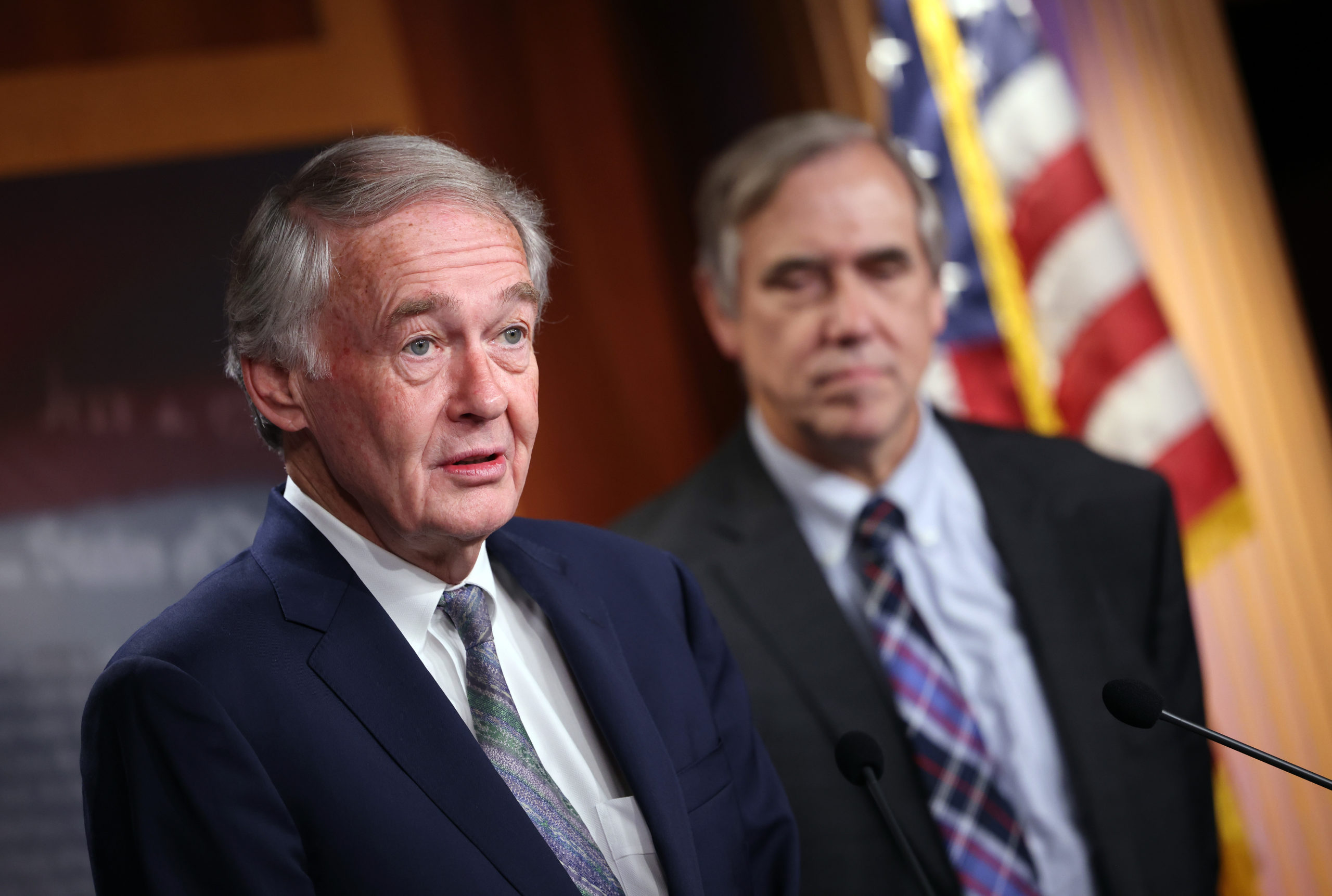 Sen. Ed Markey, the sponsor of the Senate version of the bill, speaks during a press conference Tuesday. (Kevin Dietsch/Getty Images)