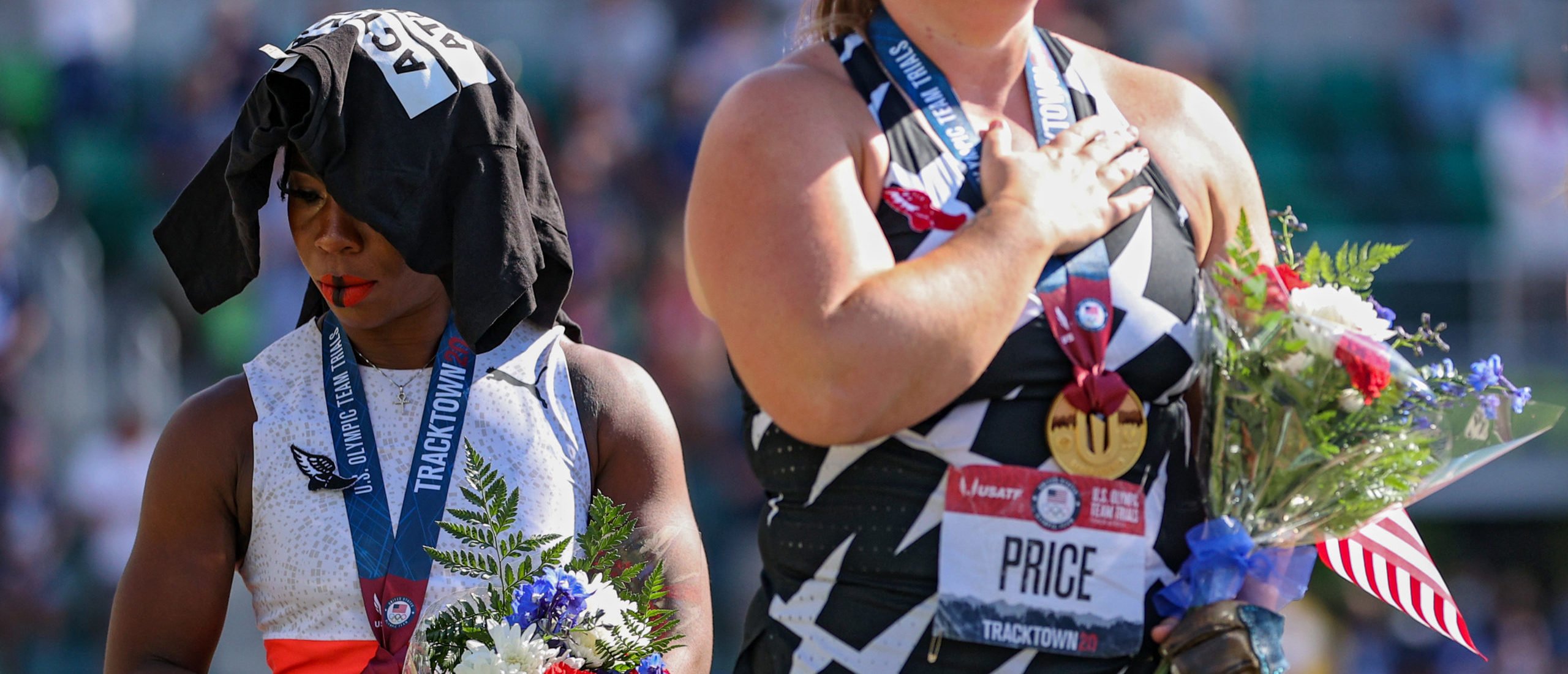 US Olympian Turns Away From Flag, Covers Her Head With T-Shirt During National Anthem