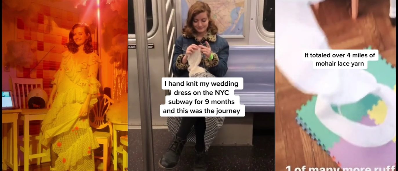 Bride Knits Her Own Wedding Dress On Subway Over The