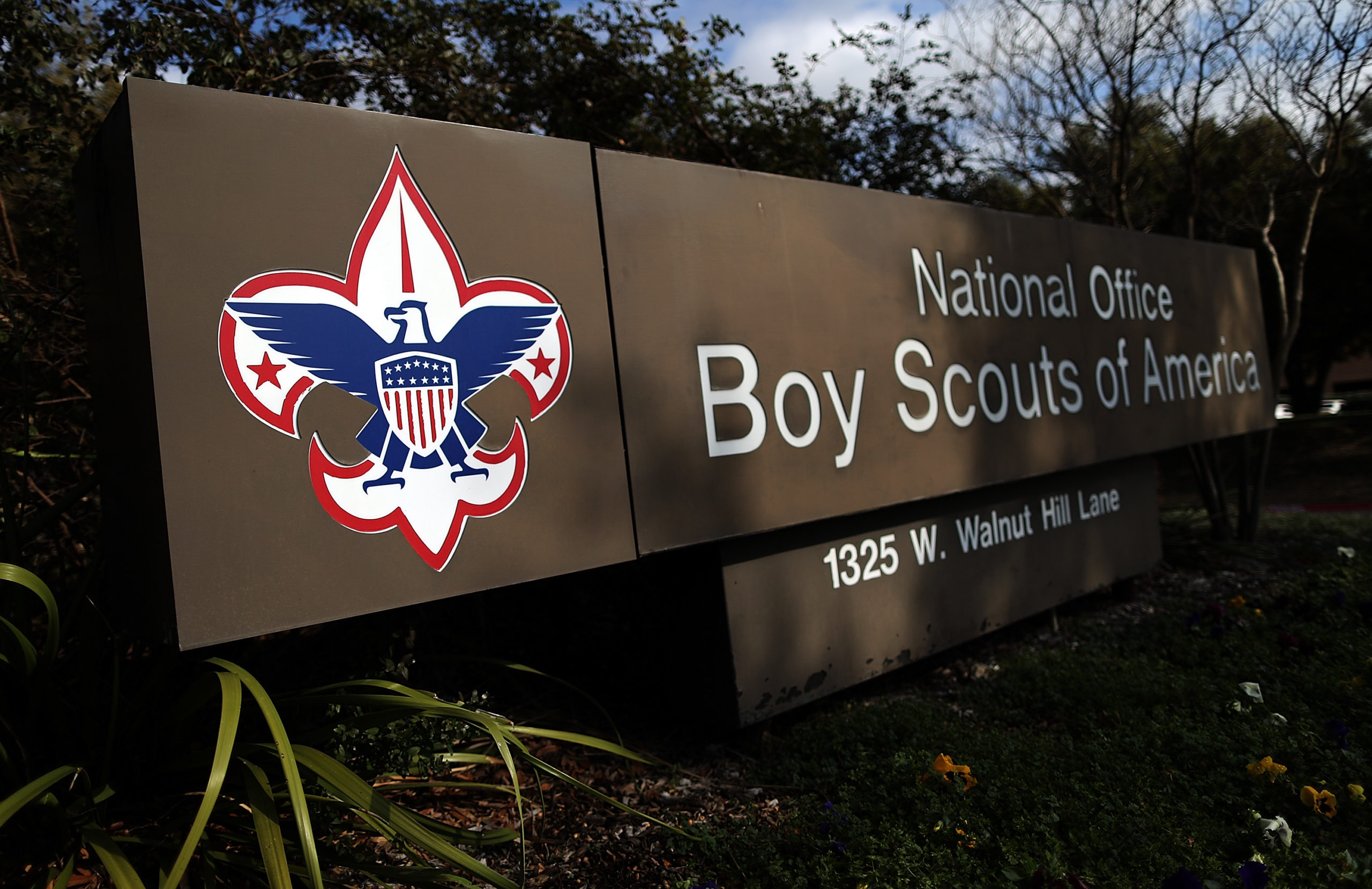 A sign for the National Office outside the Boy Scouts of America Headquarters on February 4, 2013 in Irving, Texas. (Photo by Tom Pennington/Getty Images)