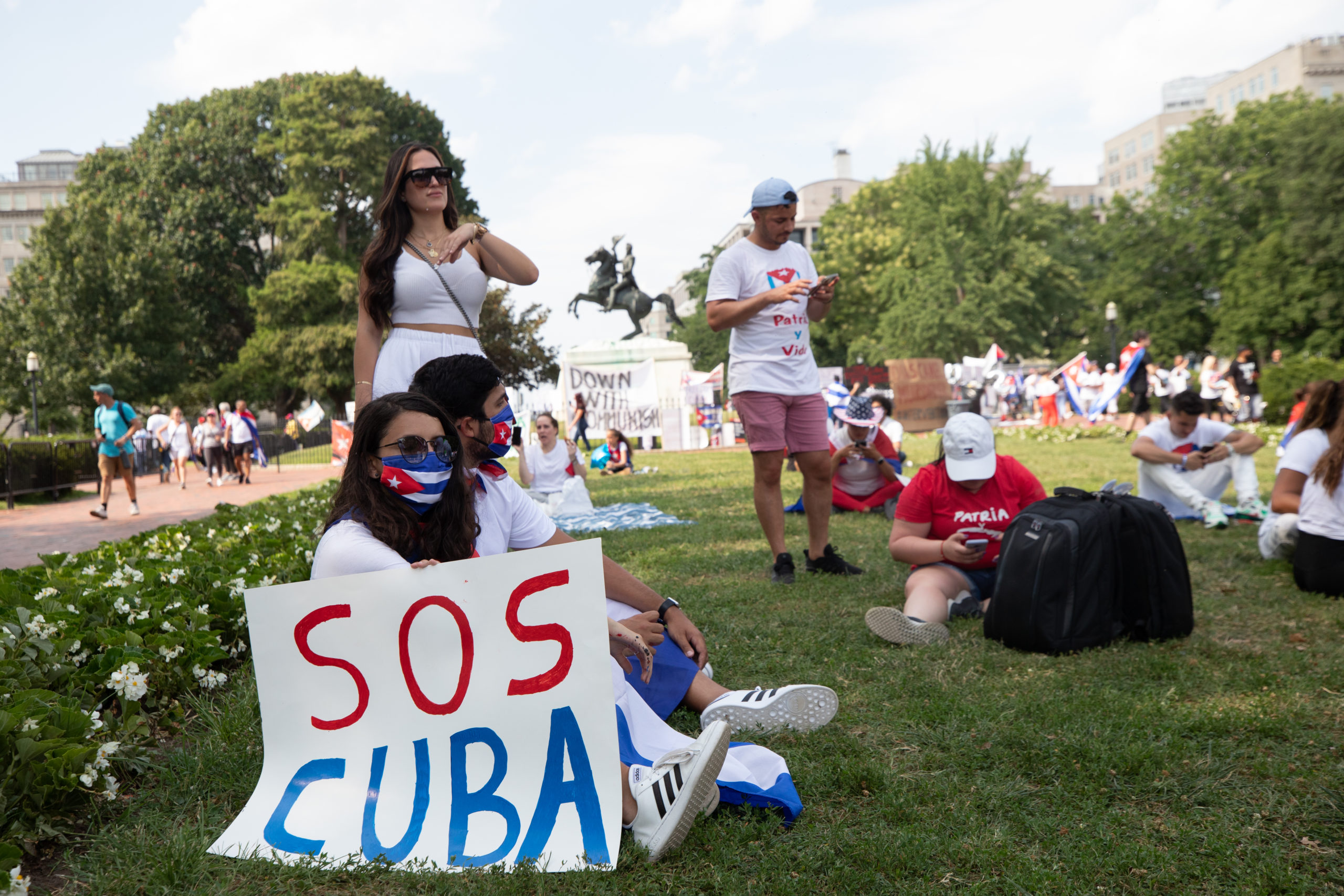 Demonstrators participated in a rally for Cuban freedom near the White House where attendees asked President Joe Biden to intervene and end communist rule over the country, in Washington, D.C. on July 26, 2021. (Kaylee Greenlee - Daily Caller News Foundation)