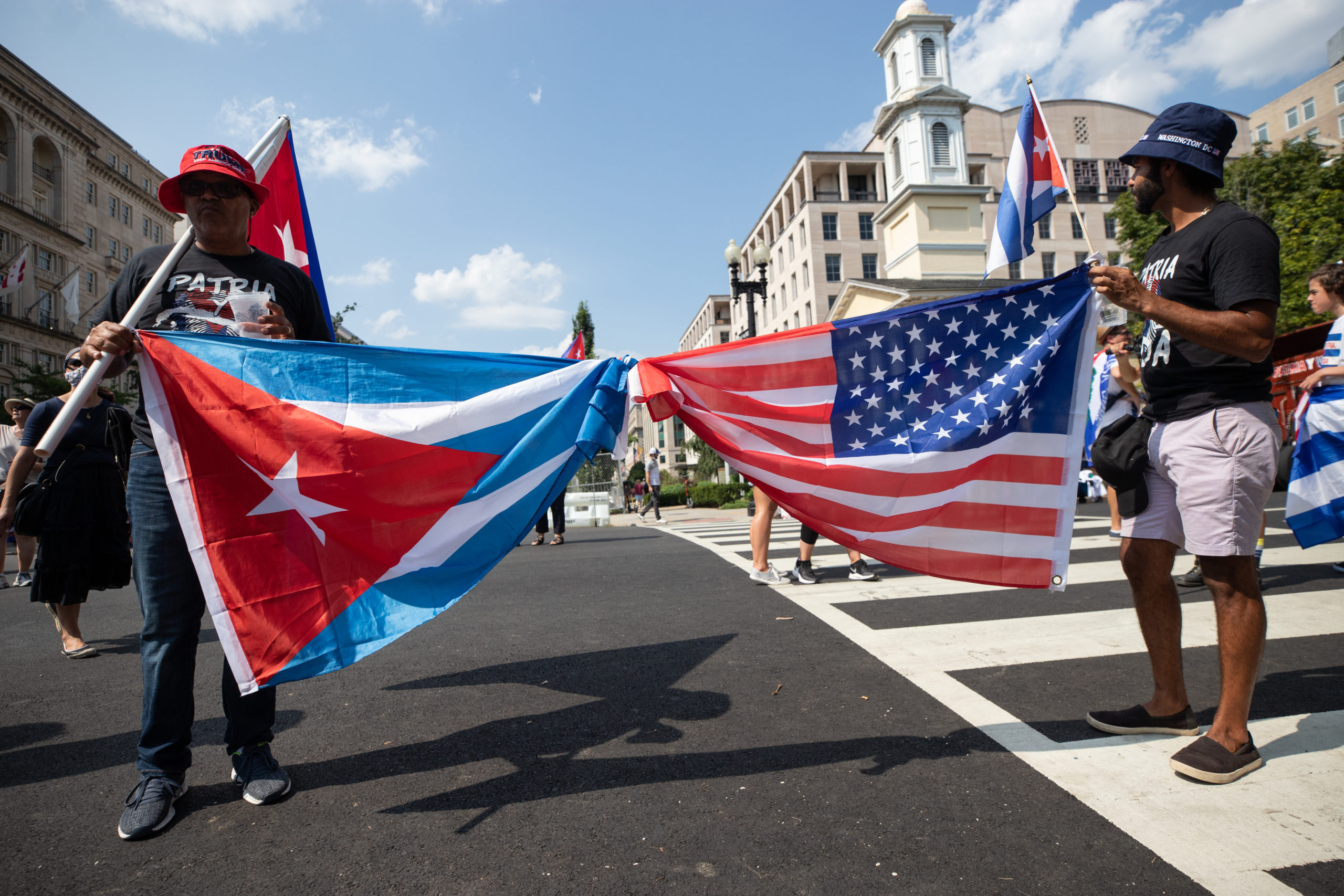 Demonstrators participated in a rally for Cuban freedom near the White House where attendees asked President Joe Biden to intervene and end communist rule over the country, in Washington, D.C. on July 26, 2021. (Kaylee Greenlee - Daily Caller News Foundation)