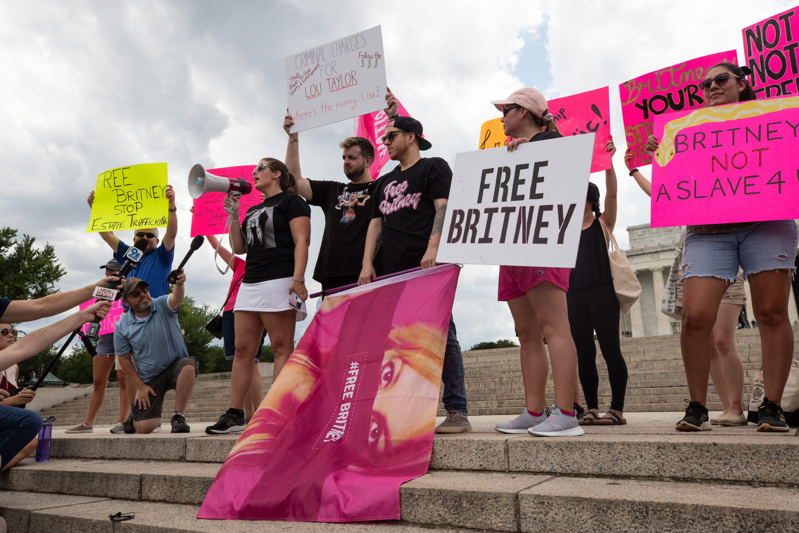 A crowd gathered for a "free Britany" rally to call attention to the pop stars battle over her conservatorship in Washington, D.C. on July 14, 2021. (Kaylee Greenlee- Daily Caller News Foundation)