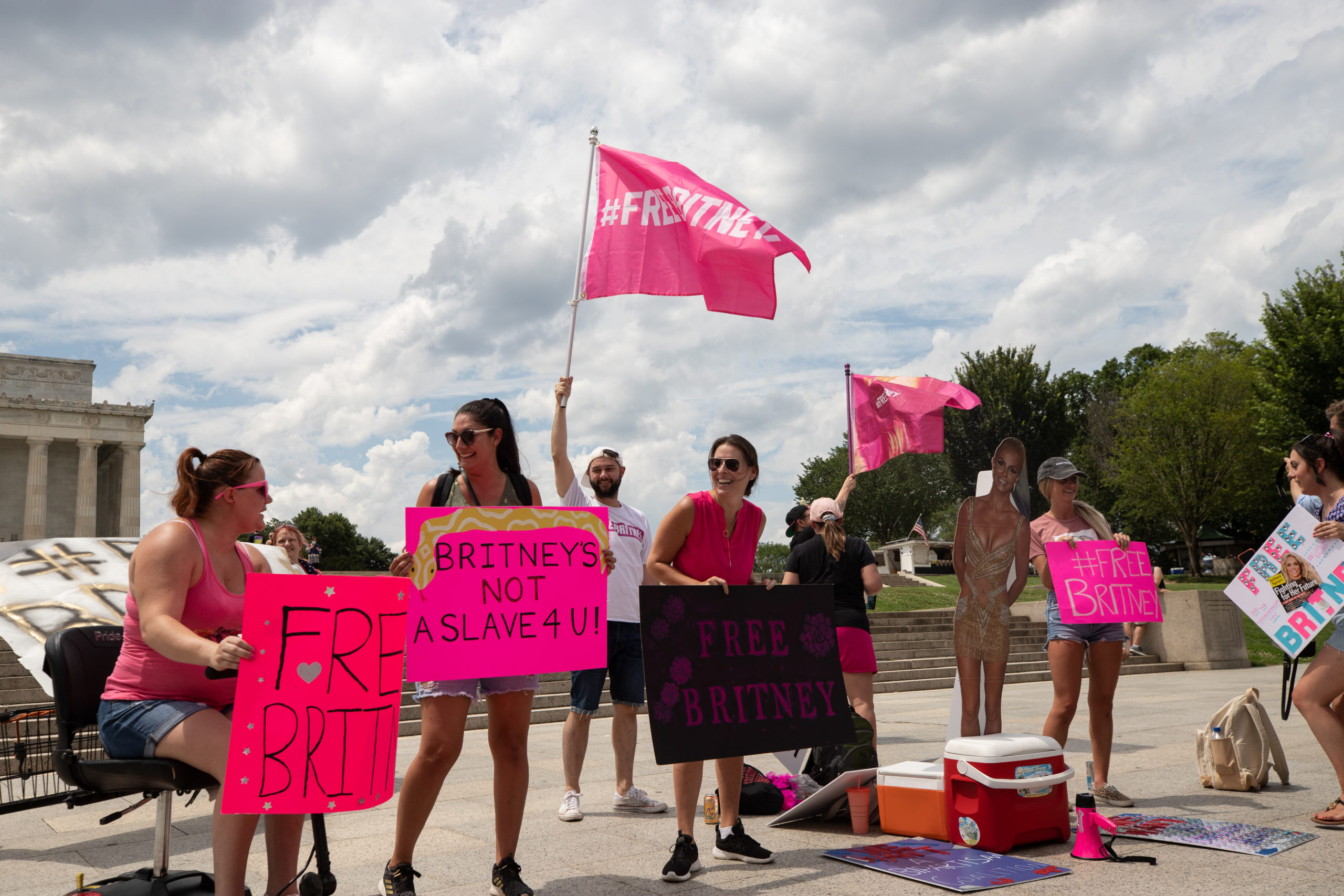 A crowd gathered for a "free Britany" rally to call attention to the pop star's battle over her conservatorship in Washington, D.C. on July 14, 2021. (Kaylee Greenlee- Daily Caller News Foundation)