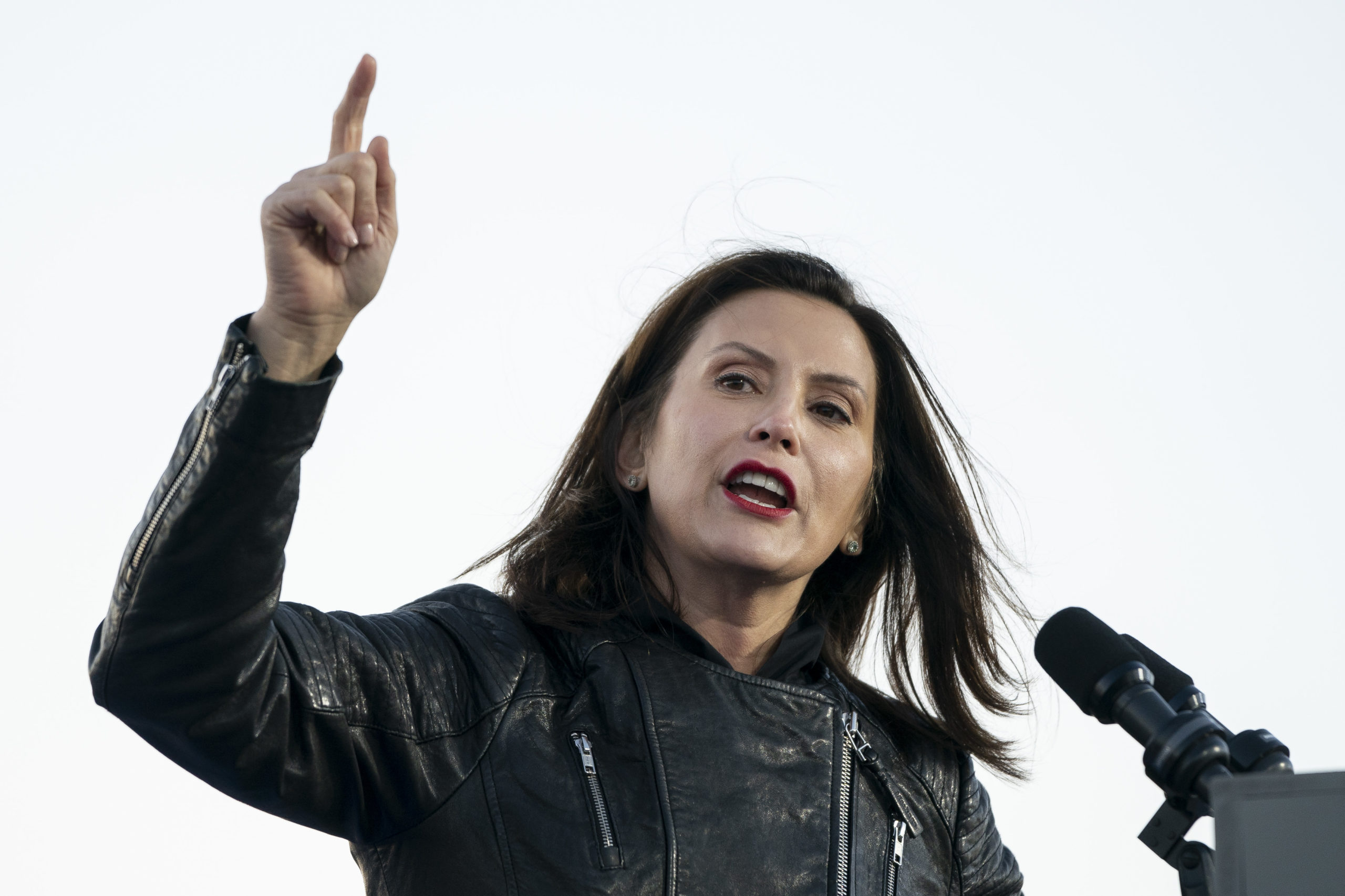 DETROIT, MI - OCTOBER 31: Gov. Gretchen Whitmer speaks during a drive-in campaign rally with Democratic presidential nominee Joe Biden and former President Barack Obama at Belle Isle on October 31, 2020 in Detroit, Michigan. Biden is campaigning with Obama on Saturday in Michigan, a battleground state that President Donald Trump narrowly won in 2016. (Photo by Drew Angerer/Getty Images)