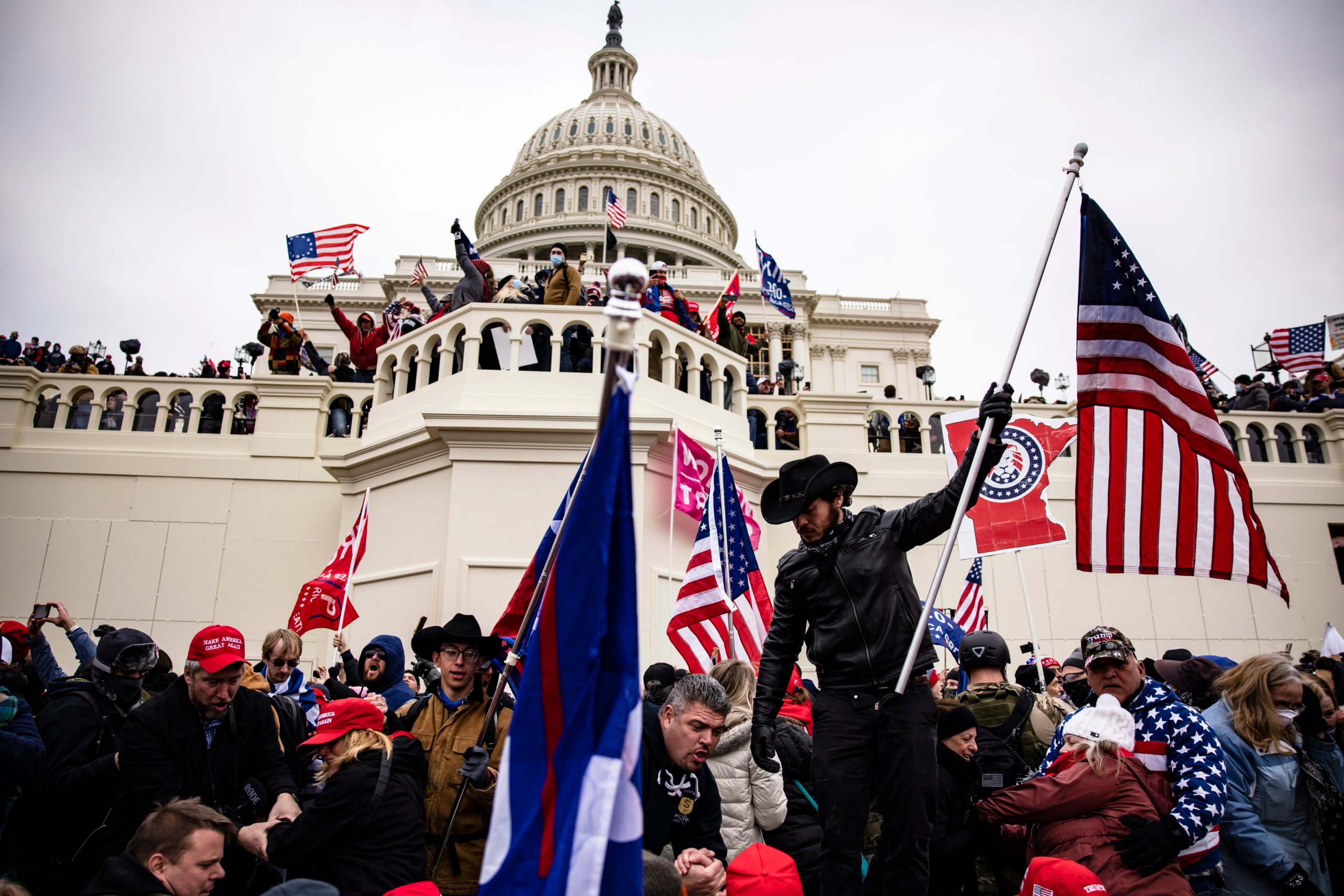 Pro-Trump supporters storm the U.S. Capitol following a rally with President Donald Trump on January 6, 2021 in Washington, DC. Trump supporters gathered in the nation's capital today to protest the ratification of President-elect Joe Biden's Electoral College victory over President Trump in the 2020 election. (Photo by Samuel Corum/Getty Images)