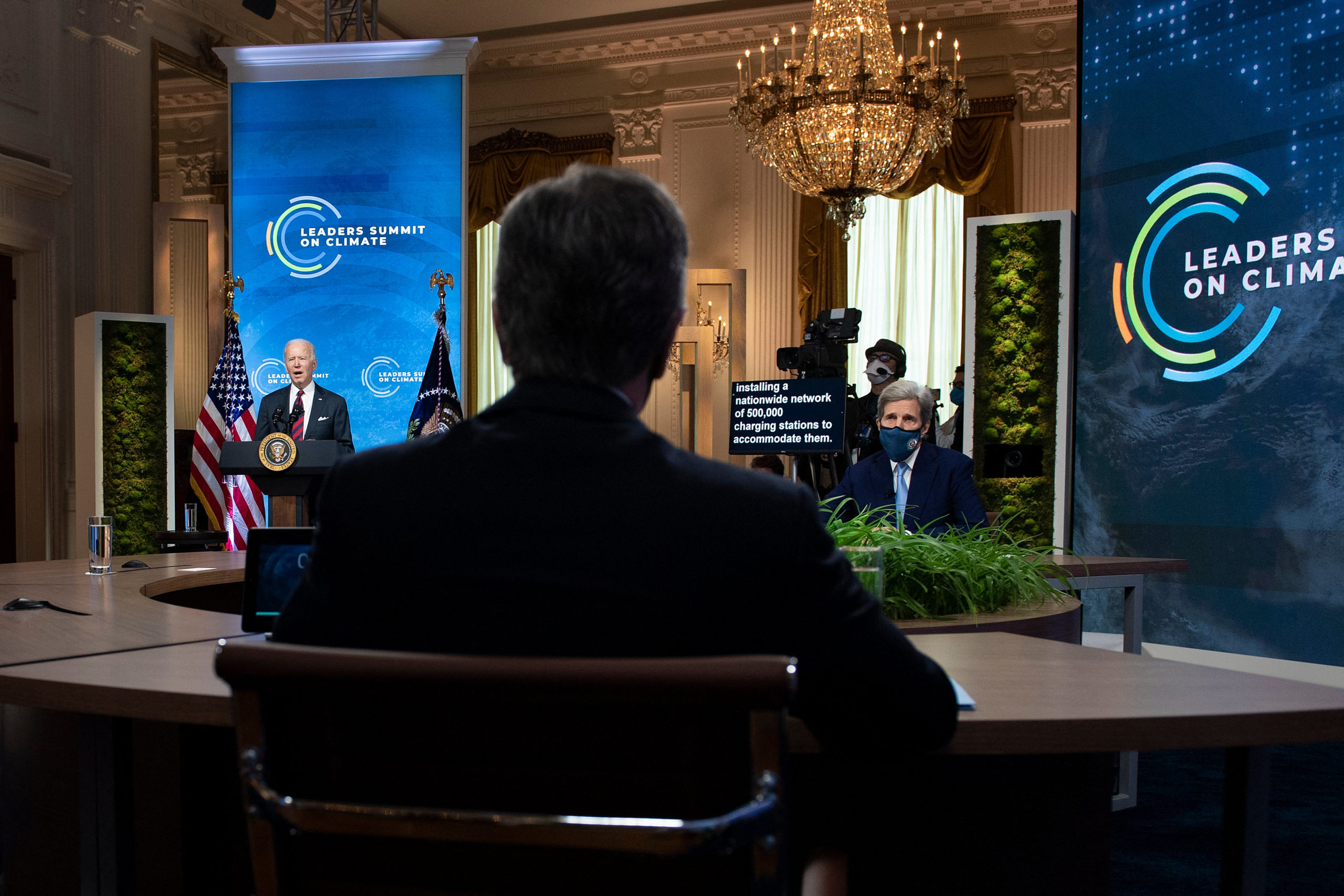 President Joe Biden speaks during the White House global climate change summit on April 22. (Brendan Smialowski/AFP via Getty Images)