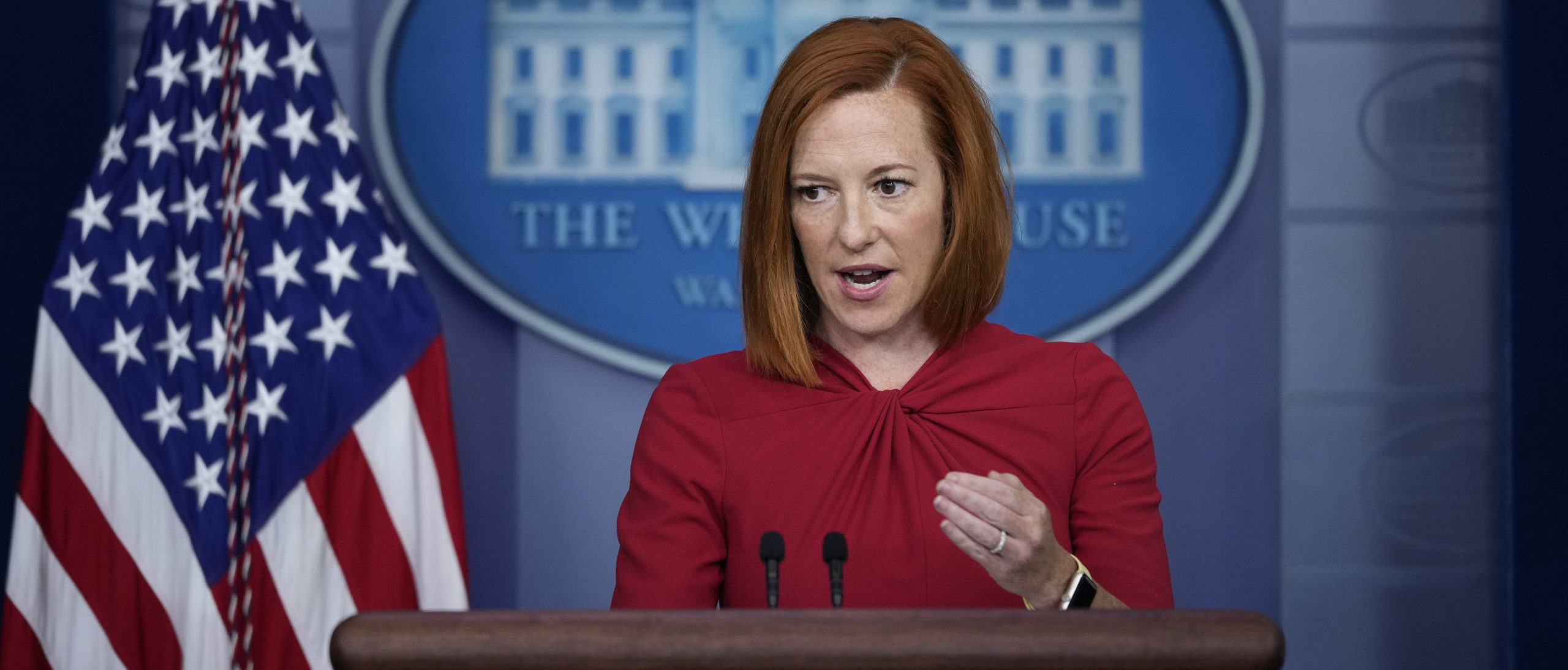 WASHINGTON, DC - JULY 19: White House Press Secretary Jen Psaki speaks during the daily press briefing at the White House on July 19, 2021 in Washington, DC. Later this afternoon, President Joe Biden will meet with King Abdullah II of Jordan.(Photo by Drew Angerer/Getty Images)