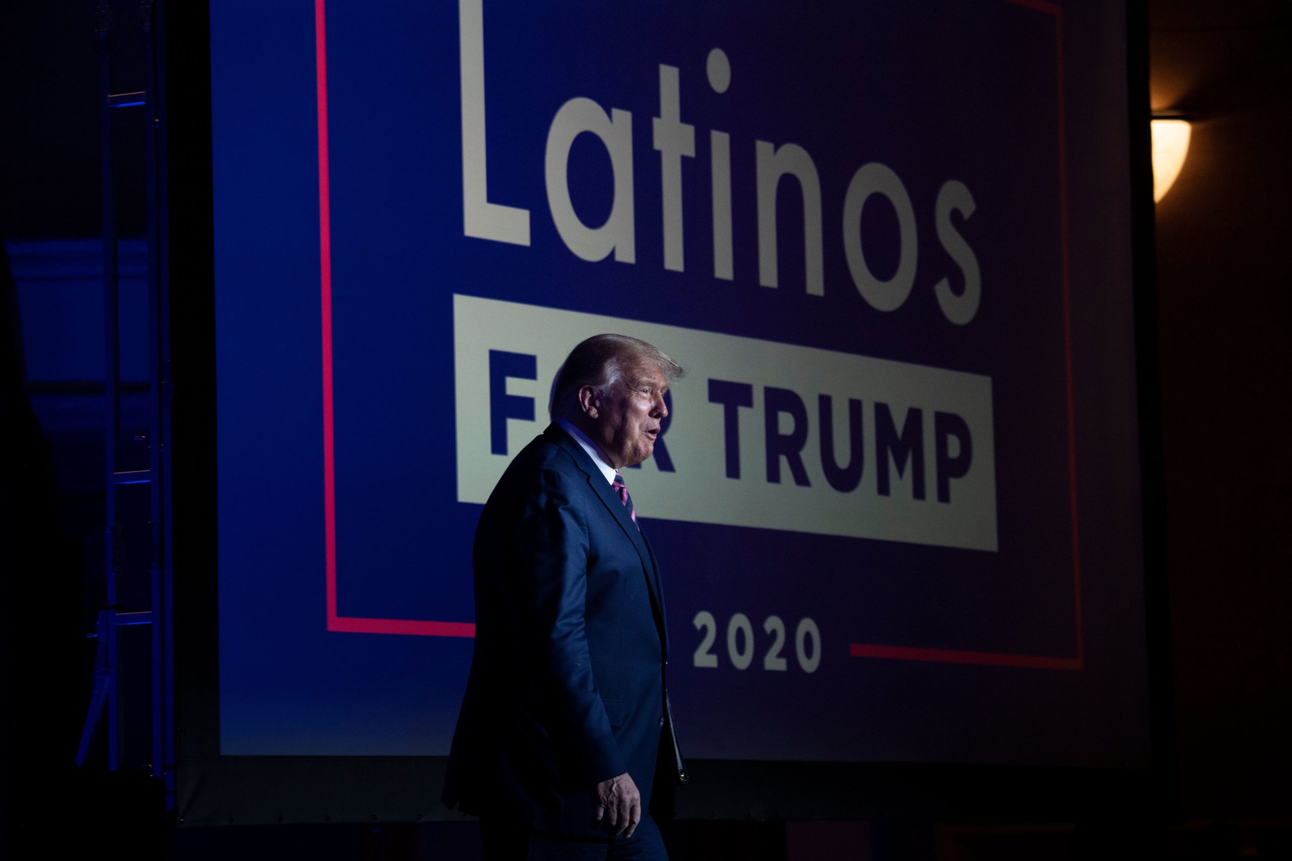 US President Donald Trump arrives for a roundtable rally with Latino supporters at the Arizona Grand Resort and Spa in Phoenix, Arizona on September 14, 2020. (Photo by Brendan Smialowski / AFP) (Photo by BRENDAN SMIALOWSKI/AFP via Getty Images)