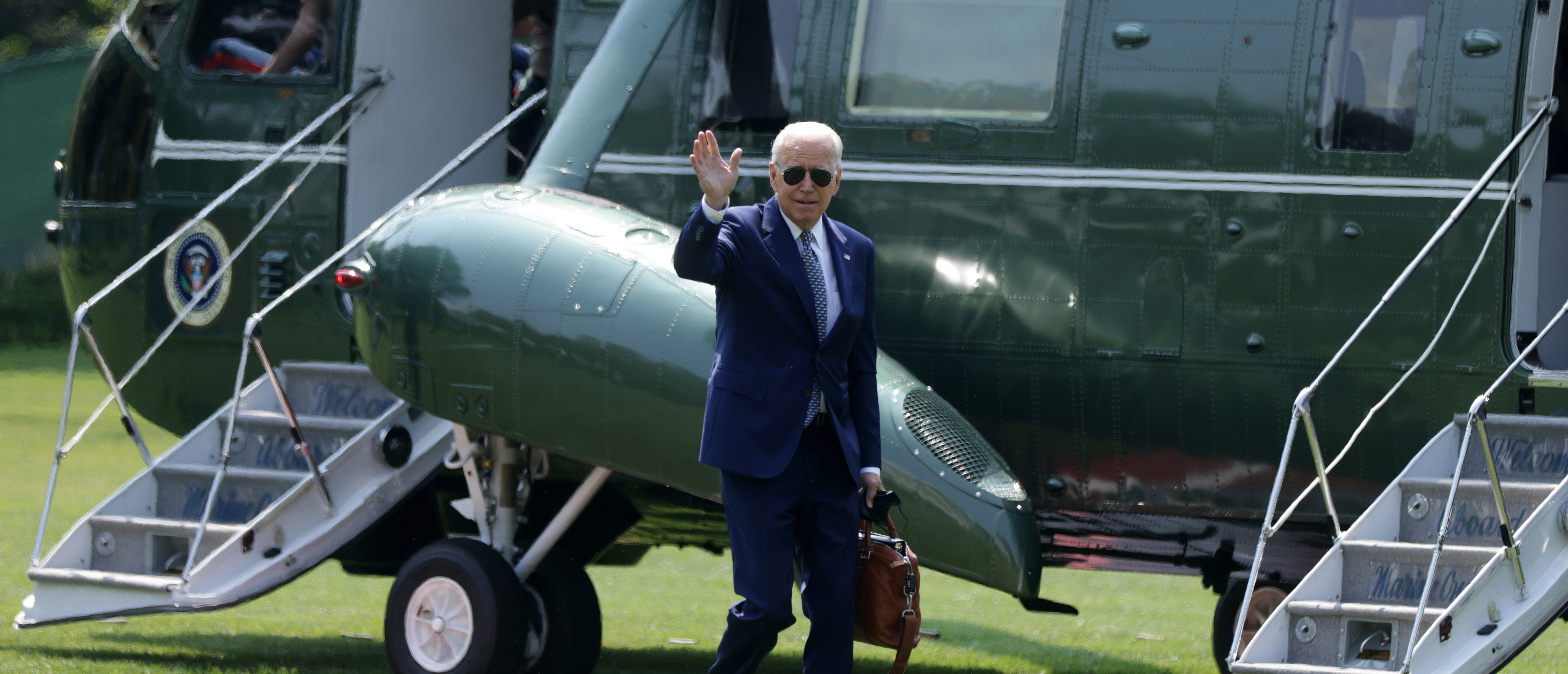WASHINGTON, DC - AUGUST 10: U.S. President Joe Biden walks on the South Lawn after he returned to the White House August 10, 2021 in Washington, DC. President Biden has returned to Washington after he spent a long weekend in Wilmington, Delaware. (Photo by Alex Wong/Getty Images)