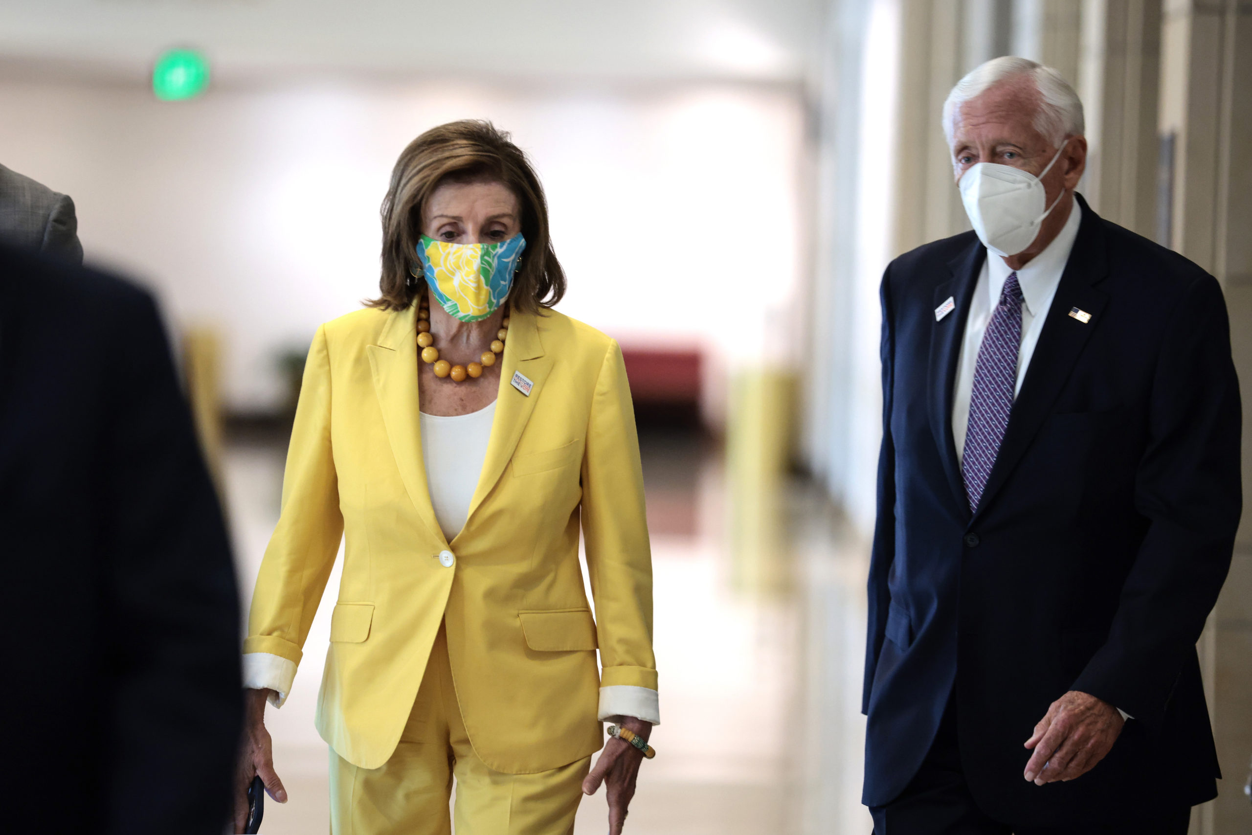 House Speaker Nancy Pelosi House Majority Leader Steny Hoyer walk through Capitol on Tuesday. (Anna Moneymaker/Getty Images)