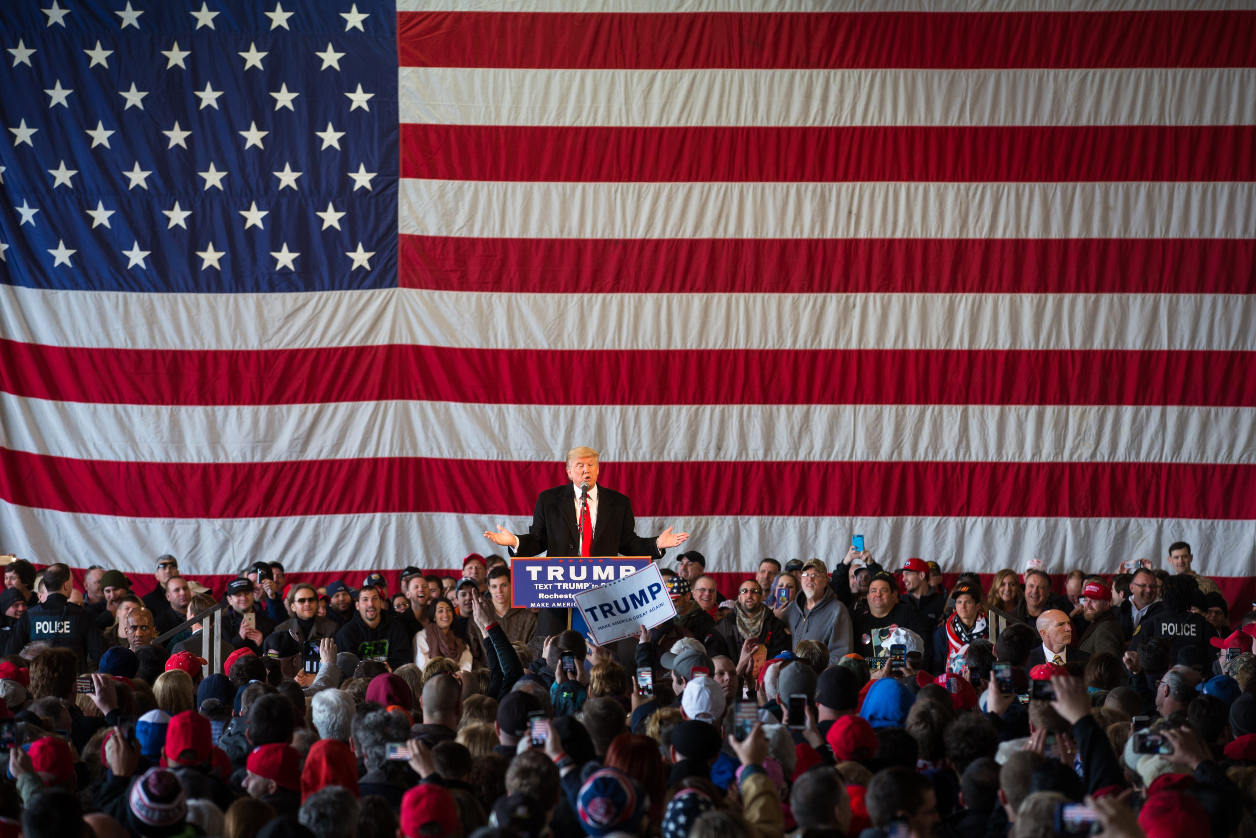 Former President Donald Trump speaks during a campaign rally on April 10, 2016 in Rochester, New York. (Brett Carlsen/Getty Images)