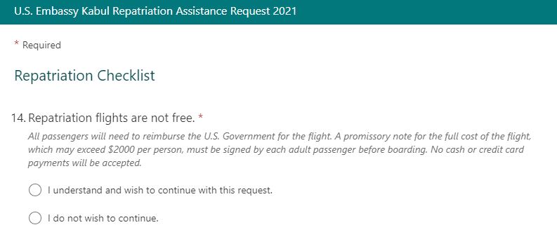 Repatriation checklist