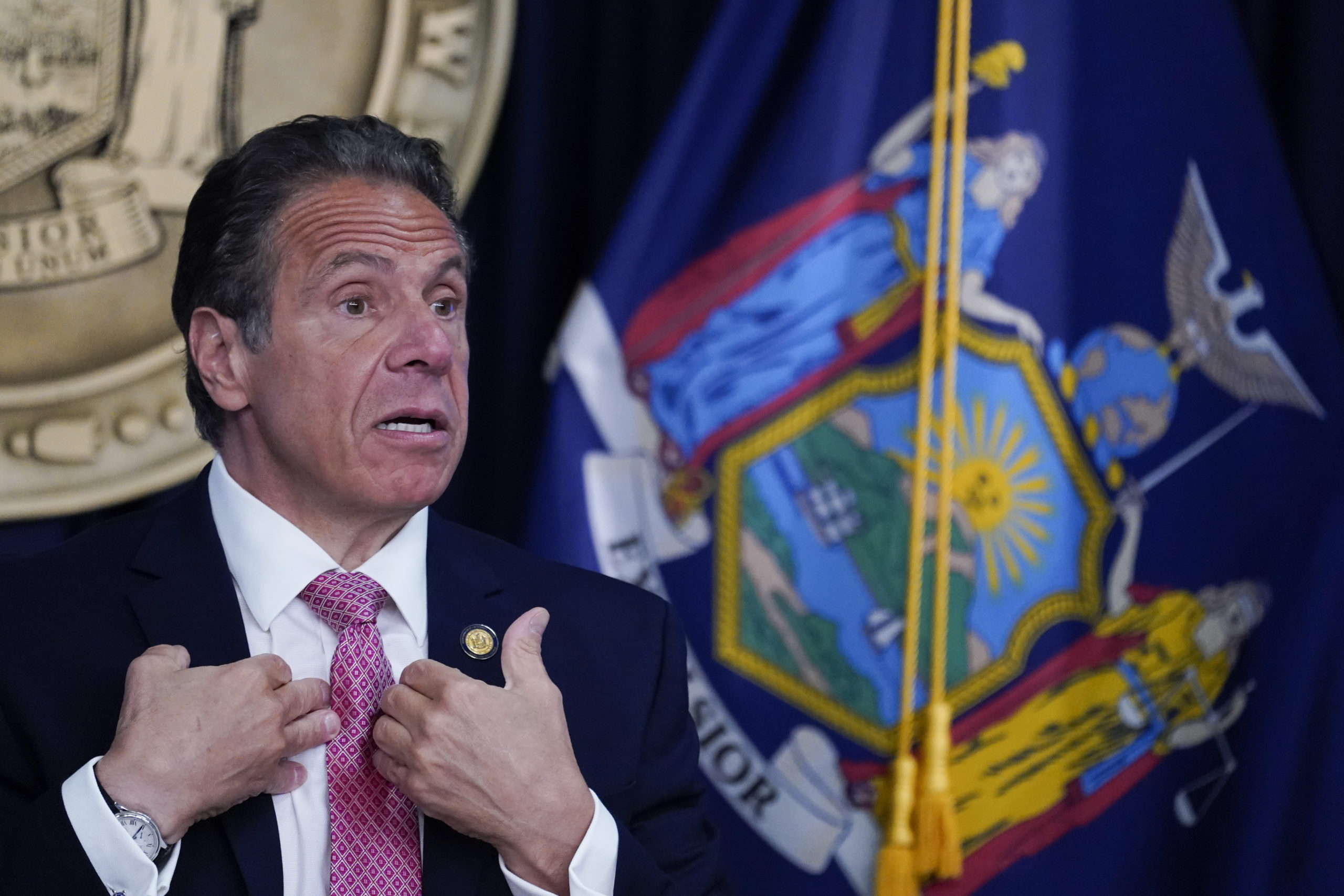 New York Gov. Andrew Cuomo speaks during a news conference on May 10, 2021 in New York City. (Photo by Mary Altaffer-Pool/Getty Images)