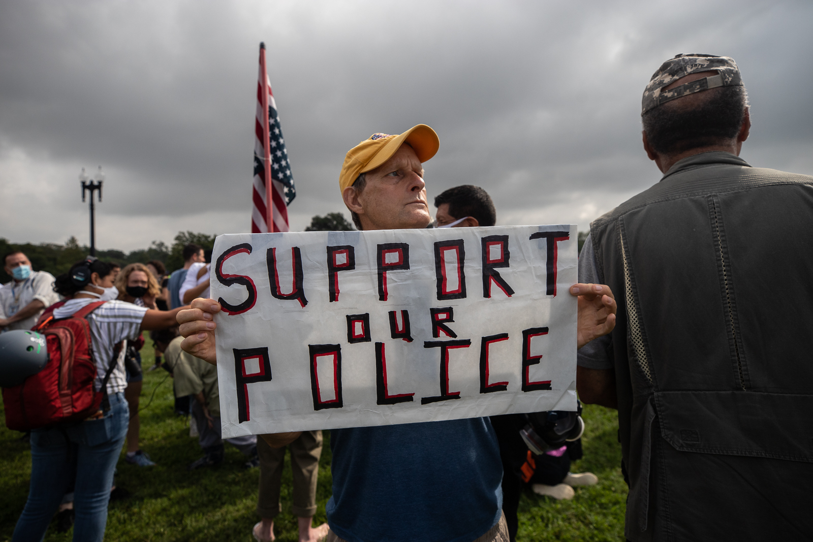 A pro-police demonstrator attened the "Justice for J6" rally in Washington, D.C. on September 18, 2021. He said he wanted to support the law enforcement officers who were injured by rioters who stormed the Capitol building on Jan. 6, 2021. (Kaylee Greenlee - Daily Caller News Foundation) 