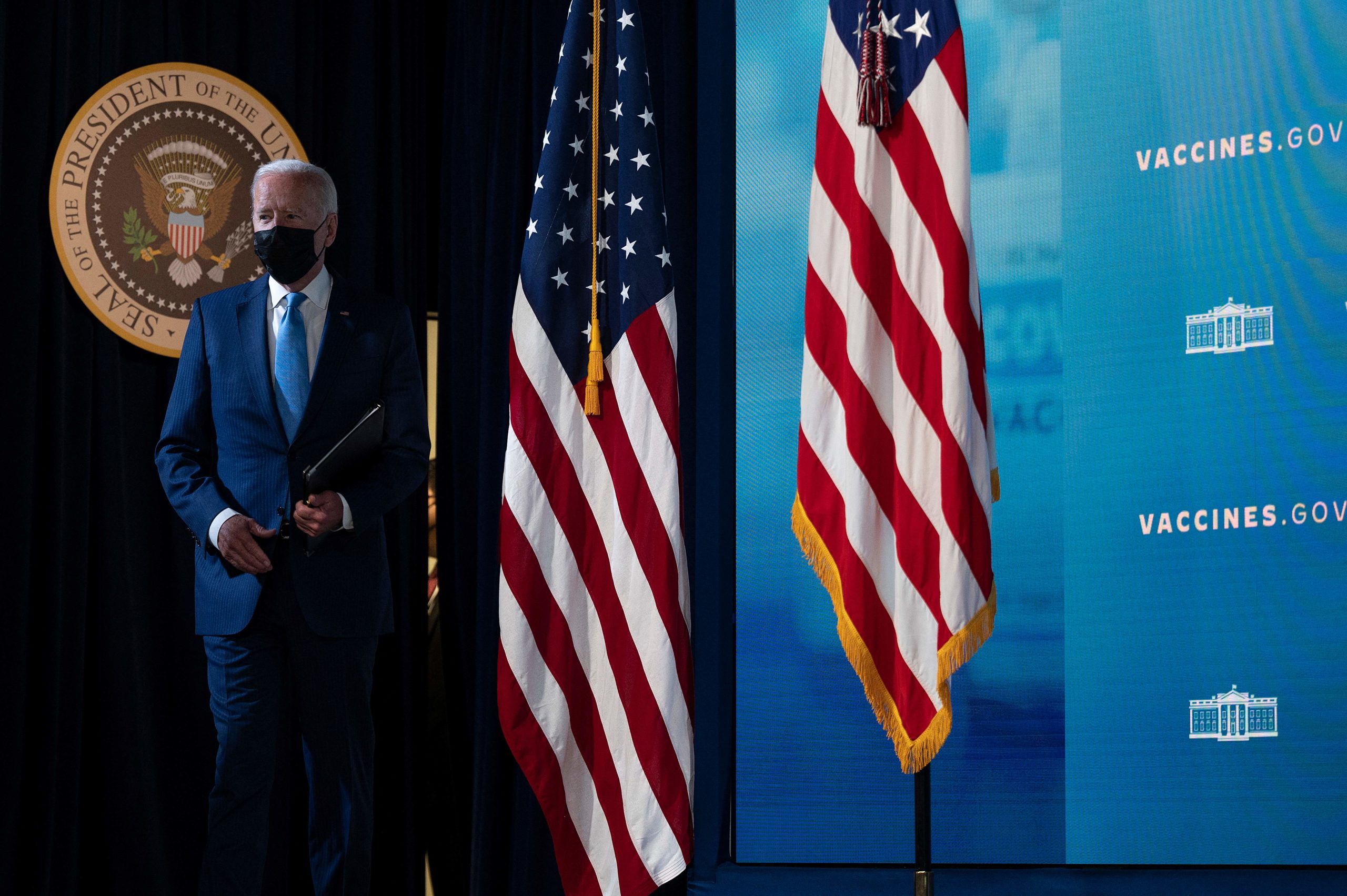 President Joe Biden arrives to deliver remarks on the COVID-19 response and the vaccination program on Aug. 23 at the White House. (Jim Watson/AFP via Getty Images)