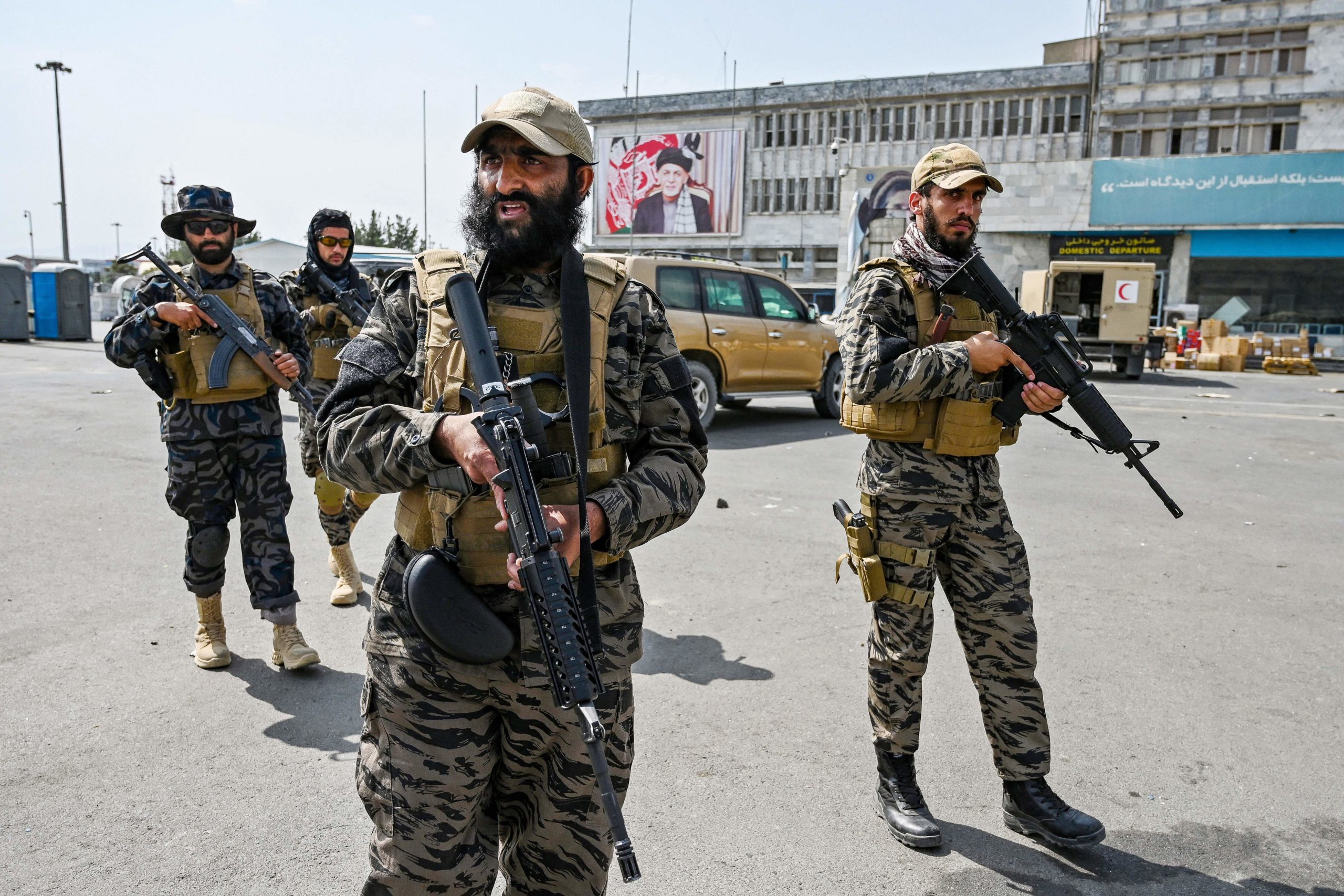 Members of the Taliban special forces military unit arrive at the Kabul airport on Aug. 31 where the U.S. conducted a massive evacuation operation. (Wakil Kohsar/AFP via Getty Images)