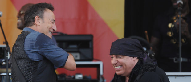 NEW ORLEANS, LA - APRIL 29: Bruce Springsteen and Steven Van Zandt of Bruce Springsteen and the E Street Band performs during the 2012 New Orleans Jazz & Heritage Festival Day 3 at the Fair Grounds Race Course on April 29, 2012 in New Orleans, Louisiana. (Photo by Rick Diamond/Getty Images)