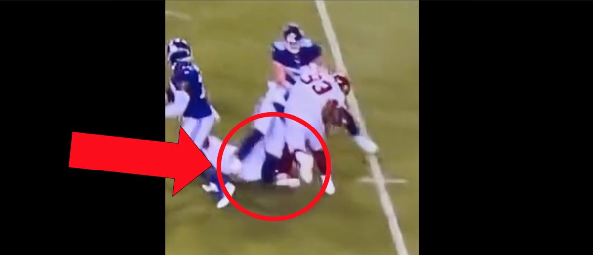 Giants' Nick Gates leaves game on cart after suffering gruesome