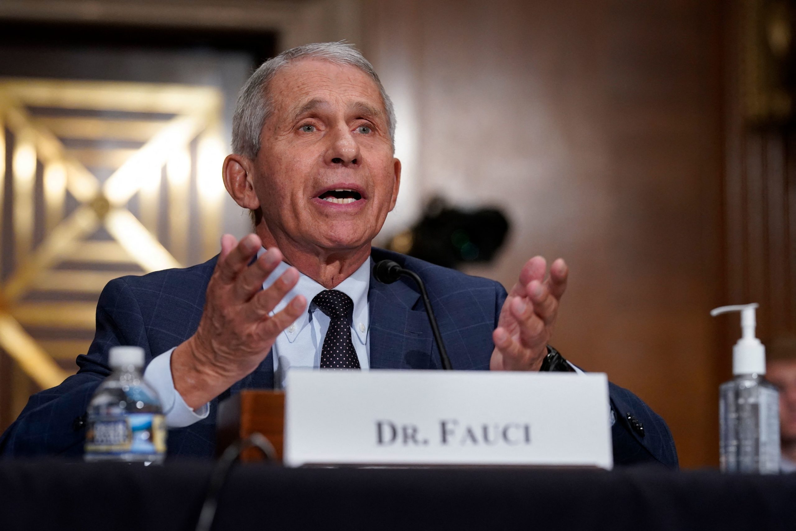 Dr. Anthony Fauci, director of the National Institute of Allergy and Infectious Diseases, responds to questions by Senator Rand Paul during the Senate Health, Education, Labor, and Pensions Committee hearing on Capitol Hill in Washington, DC on July 20, 2021. (Photo by J. SCOTT APPLEWHITE/POOL/AFP via Getty Images)