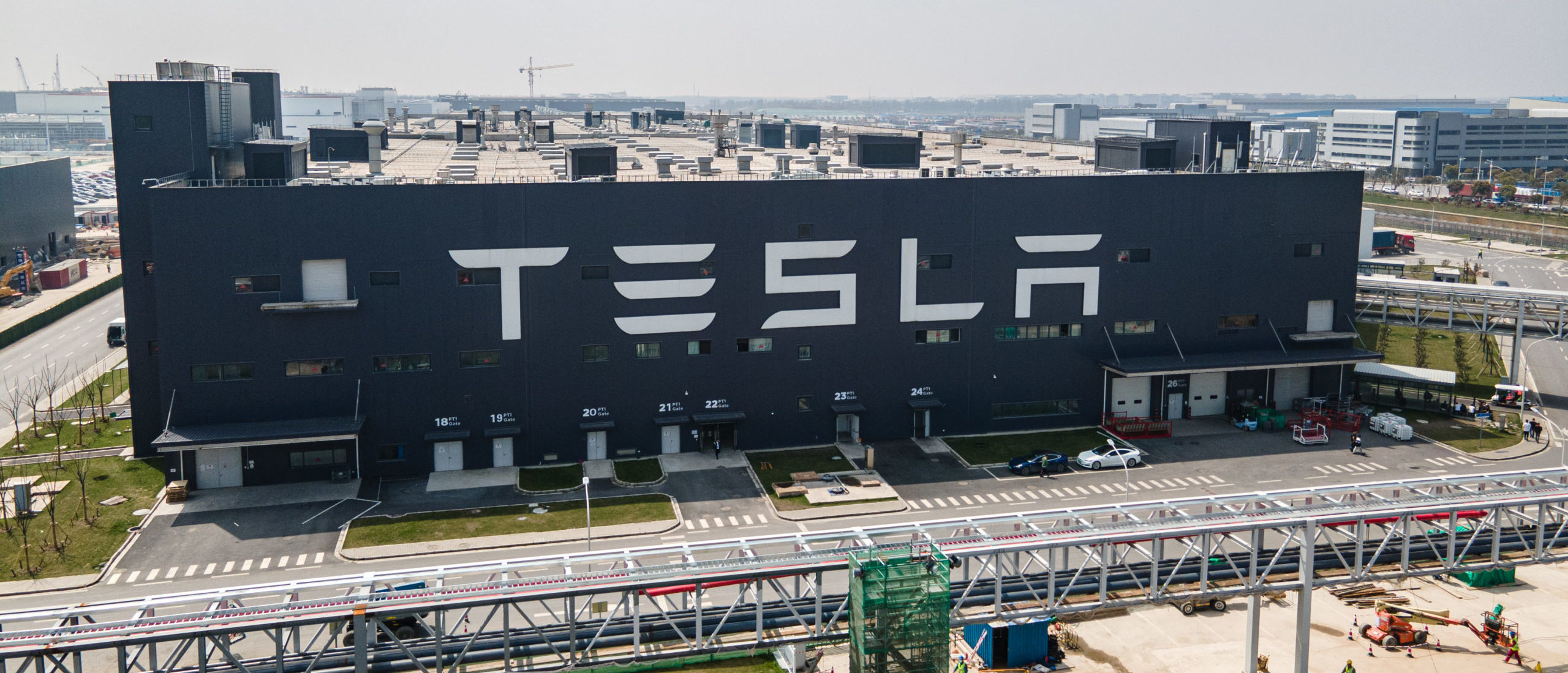 An aerial view of the Tesla Shanghai Gigafactory on March 29 in Shanghai, China. (Xiaolu Chu/Getty Images)