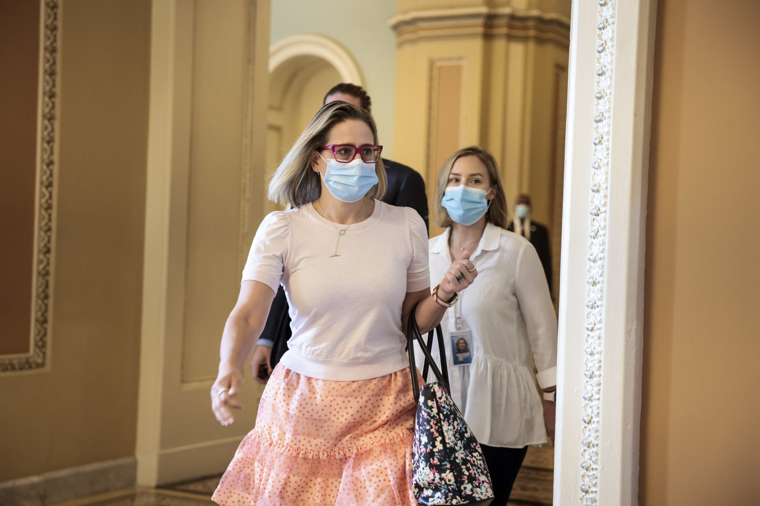 Sen. Kyrsten Sinema in the Capitol on Wednesday. (Anna Moneymaker/Getty Images)