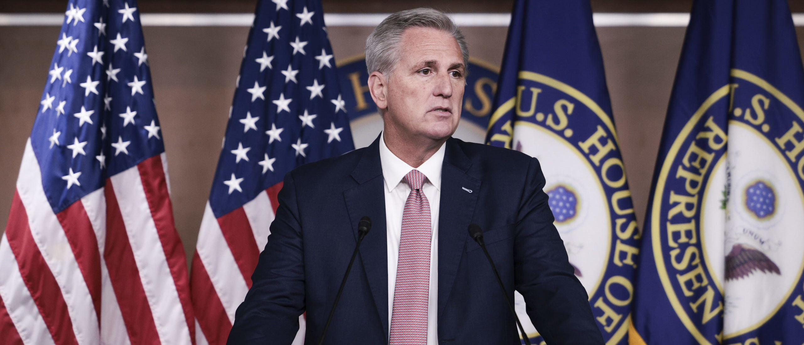 House Minority Leader Kevin McCarthy speaks at his weekly press conference on Oct. 21. (Anna Moneymaker/Getty Images)