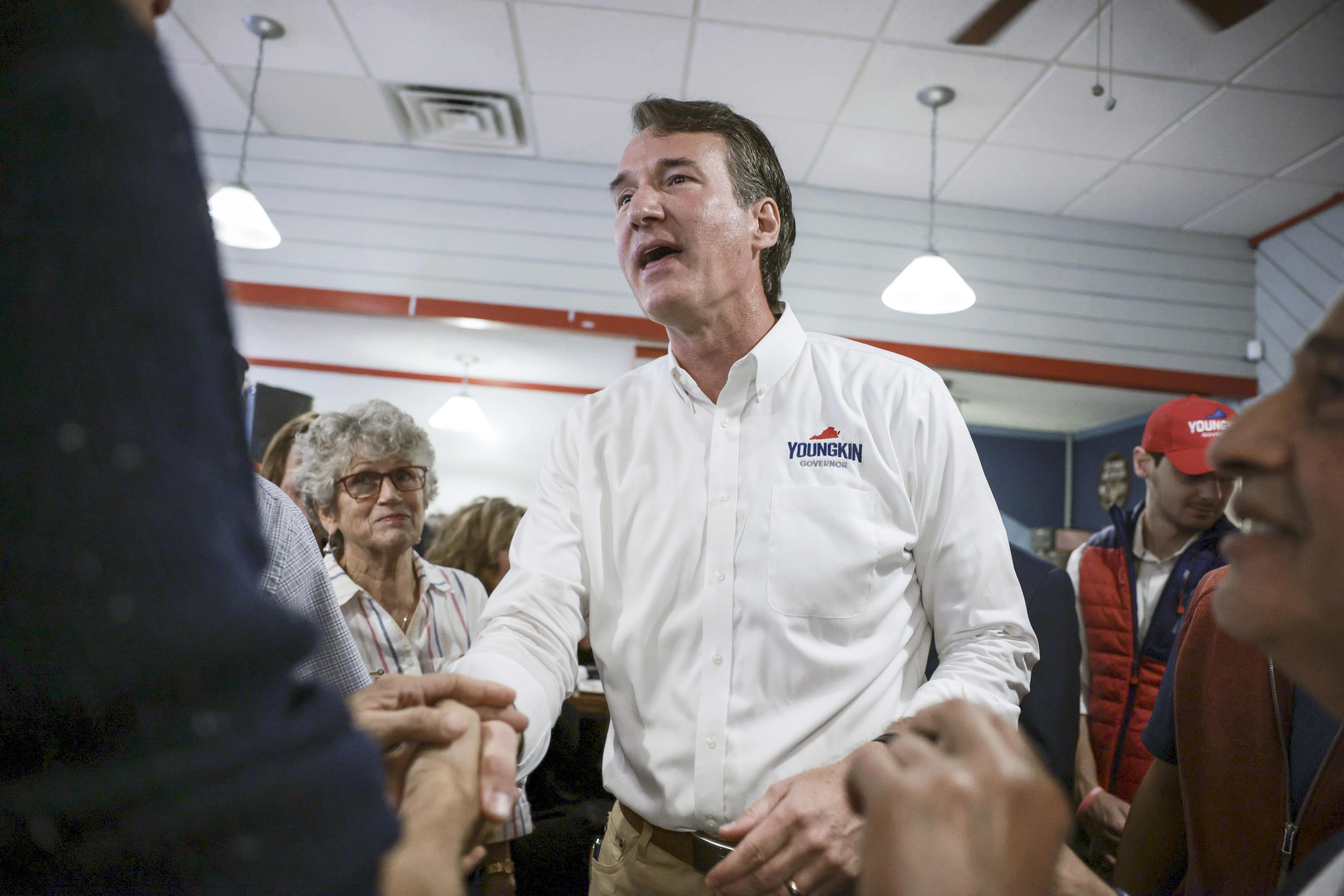 Republican candidate Glenn Youngkin greets supporters in Virginia Beach on Oct. 25. (Anna Moneymaker/Getty Images)