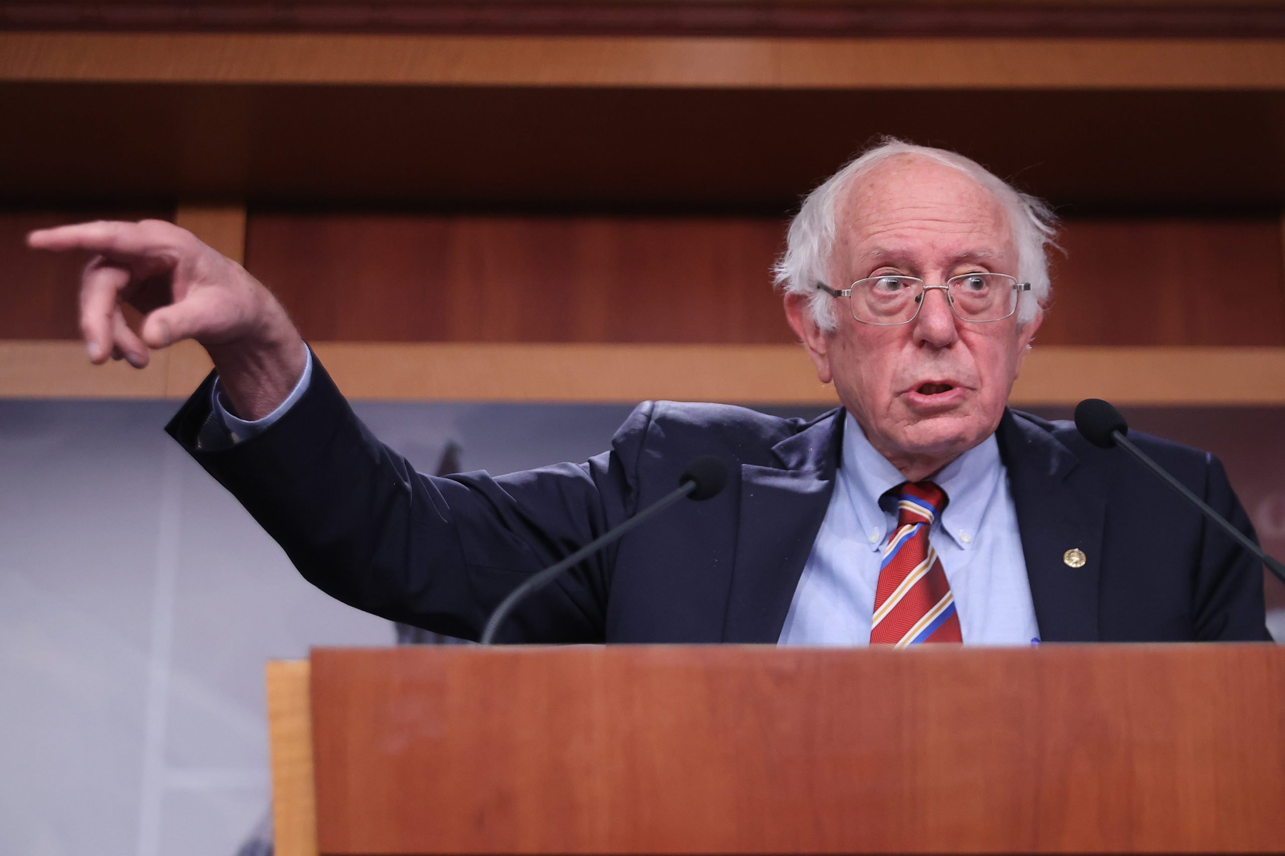 Sen. Bernie Sanders holds a news conference about state and local tax deductions in early November. (Chip Somodevilla/Getty Images)