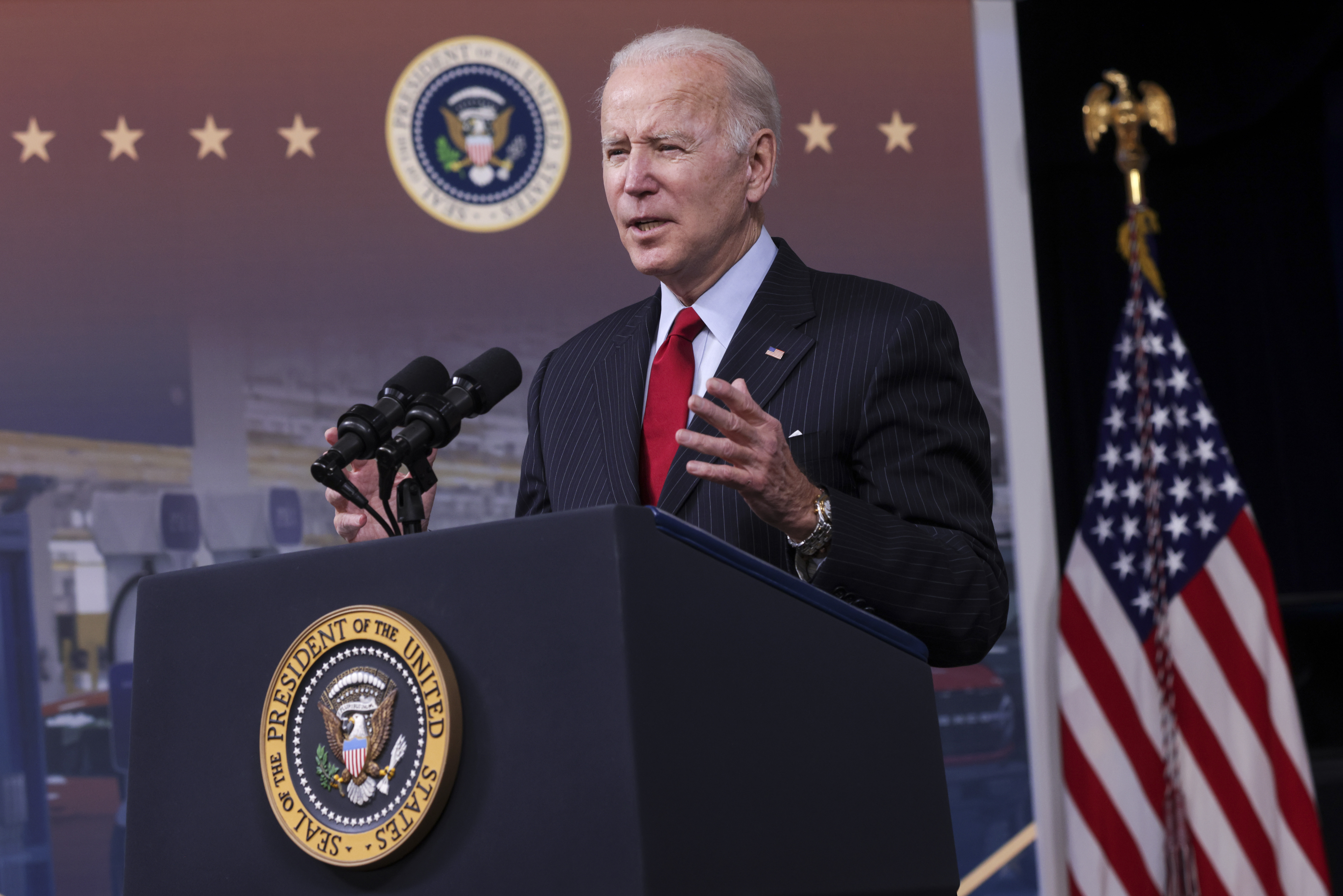 President Joe Biden speaks on the economy during an event Tuesday. (Alex Wong/Getty Images)