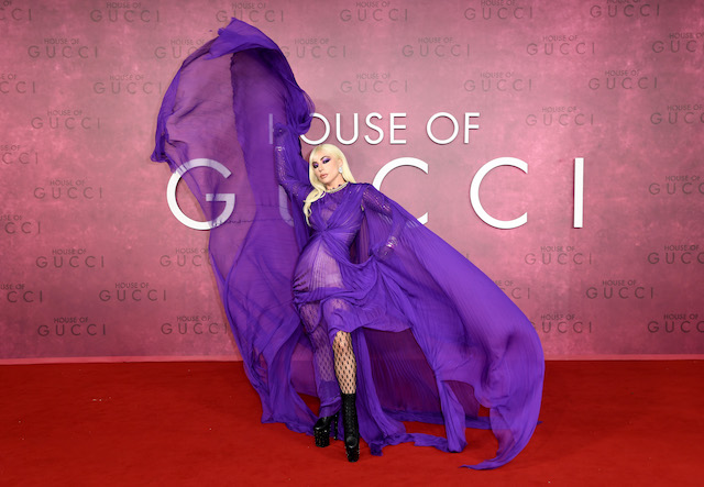 Lady Gaga Flashes More Than A Smile In Totally Sheer Purple Gown And ...